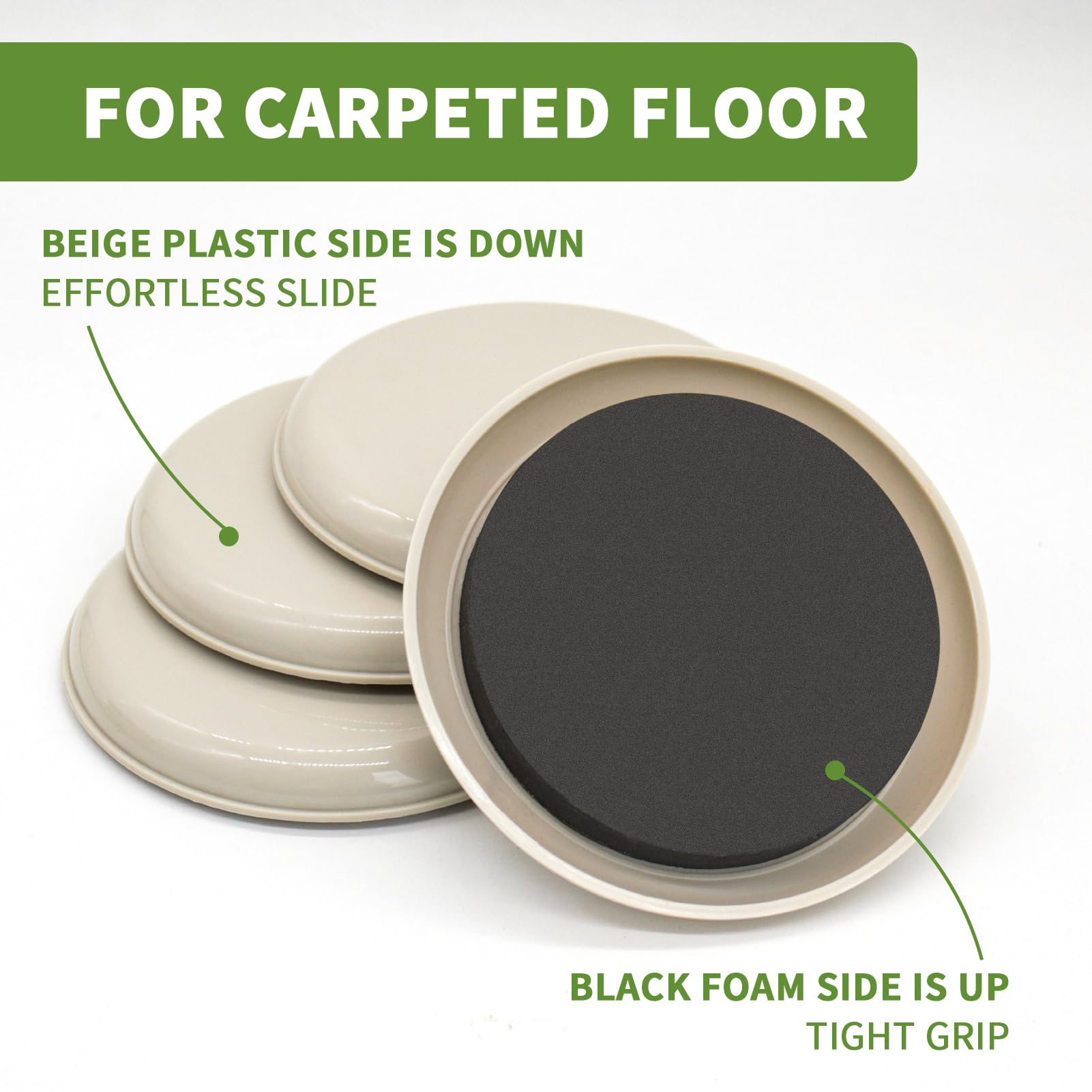 Furniture Sliders for Carpet 4 PCS - 9 1/2 inch Furniture Moving Slider Chair Legs Floors Protectors– Move Your Furniture Easy & Safely (for Carpet)