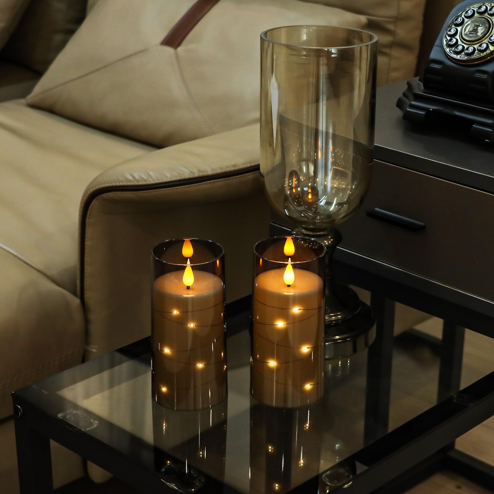 Aignis 12-Pack Waterproof Flameless Candles, 2.2" Slim Plastic Battery Operated LED Pillar Candles with 2 Remotes & Timers, Melt-Proof Fake Electric Candles for Outdoor Patio, Wedding, Home Decor