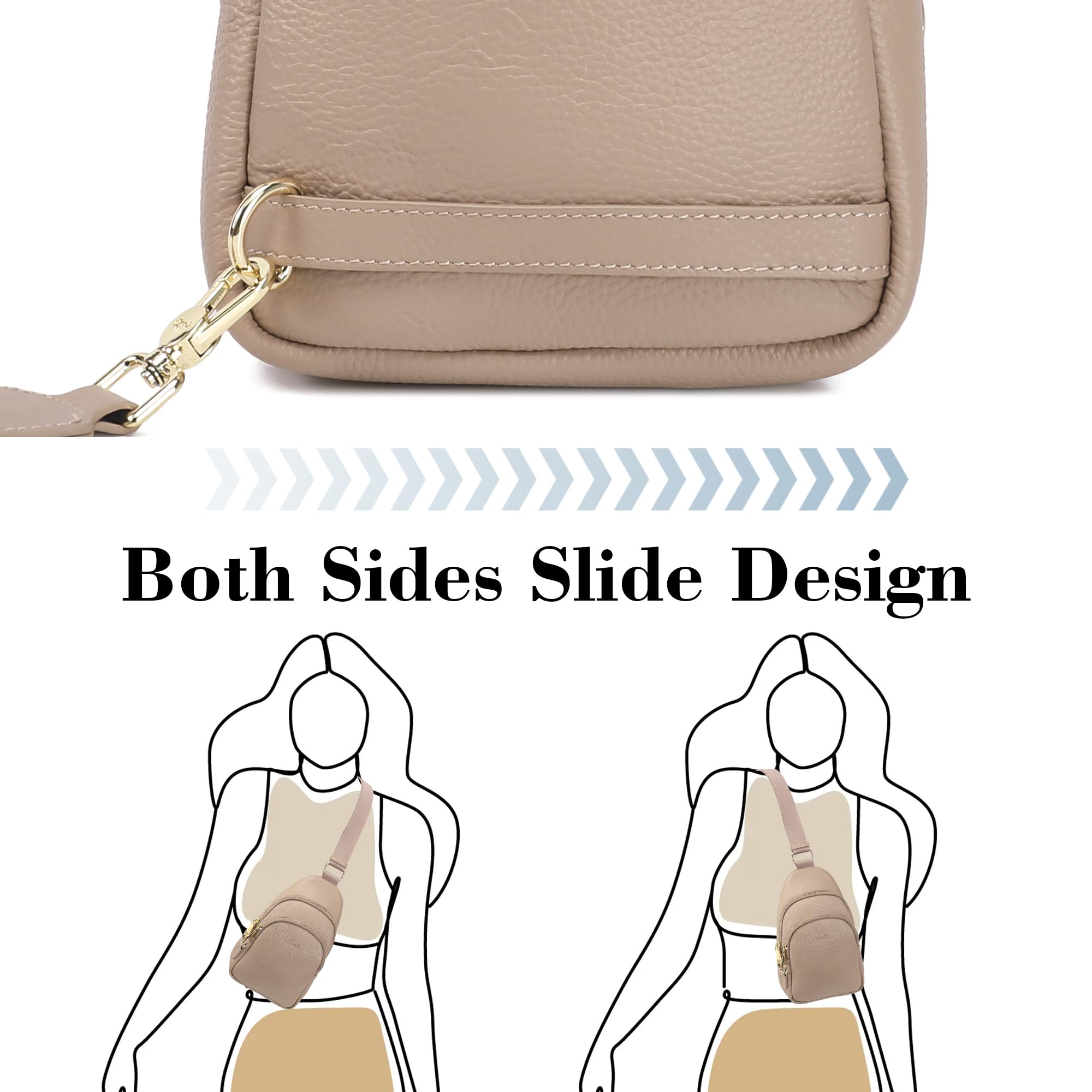 INICAT Small Crossbody Sling Bags Faux Leather Fanny Packs Purses for Women Everyday & Travel