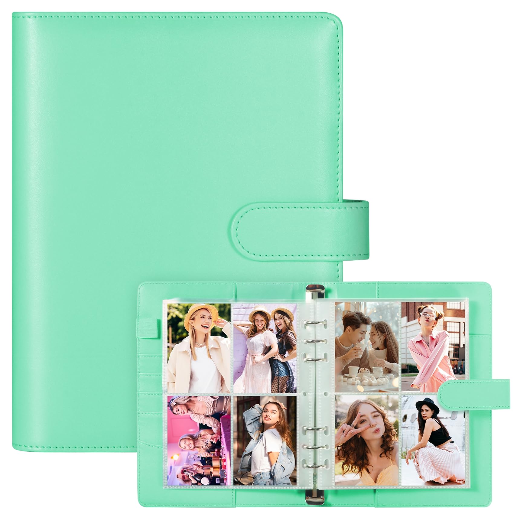 A5 Kpop Photocard Binder with 30 Pack 4-Pocket Card Pages, 6 Ring A5 Binder Card Collector Album with 240 Card Slots,PU Leather Binder Cover with Magnetic Buckle Closure for Organizing Trading Card