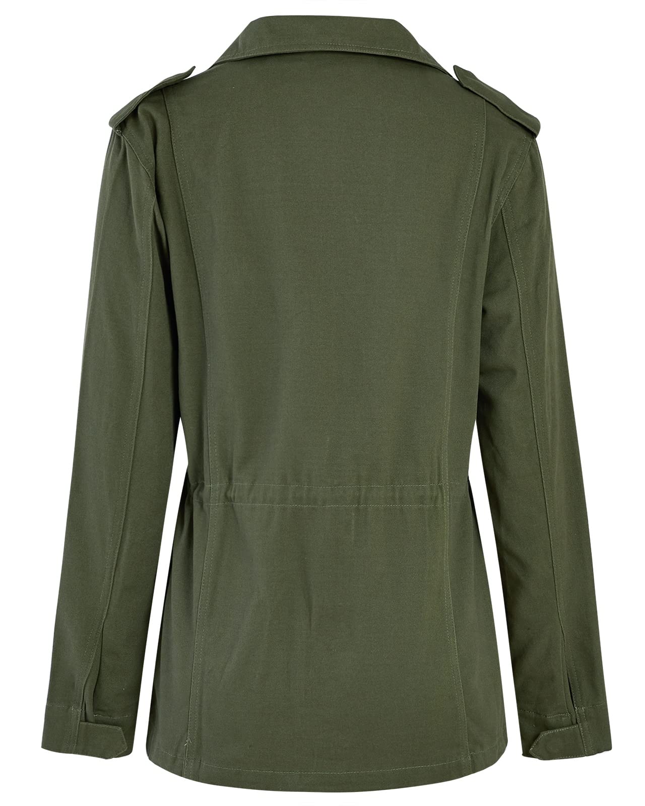 Soulomelody Women Military Anorak Jackets Zip Up Snap Buttons Parka Safari Utility Coats Outwear with Pocket