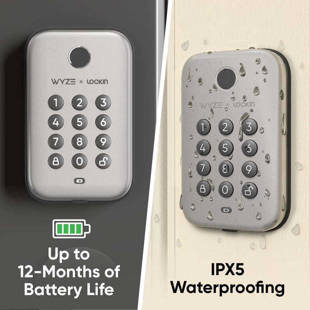 Wyze Auto-Lock Bolt, Fingerprint Keyless Entry Door Smart Bluetooth Deadbolt Replacement, Backlit Keypad, IPX5 Weatherproof, in-App History and Scheduled Access, BHMA, UL 20-Min Fire Rated