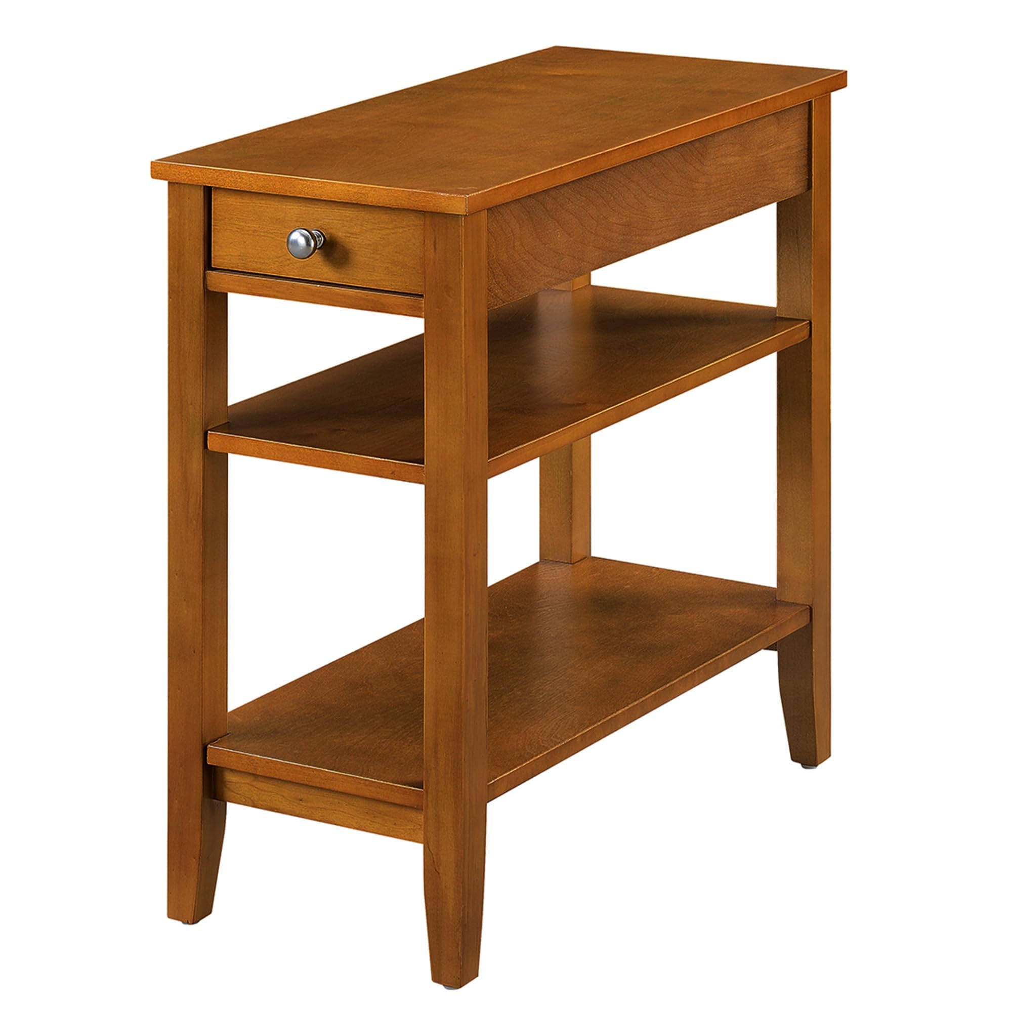 Convenience Concepts American Heritage Chairside End Table with Drawer 23.5" - Classic Living Room Table with Storage Shelf, Bedroom Nightstand, Black