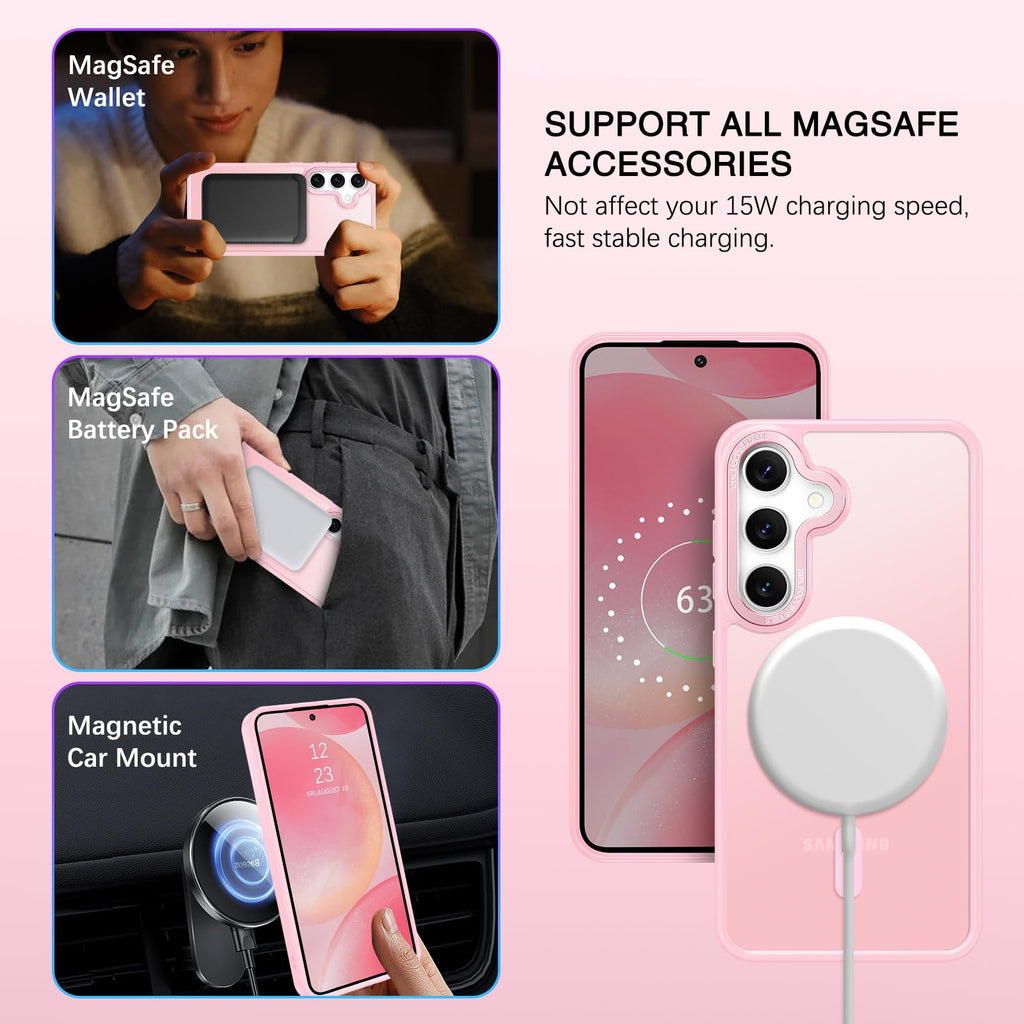 BENTOBEN Magnetic for Samsung Galaxy S24 Plus Case [Compatible with Magsafe] Translucent Matte Slim Thin Shockproof Anti-Yellow Women Men Protective Phone Cases Cover for Samsung S24 Plus 6.7", Black