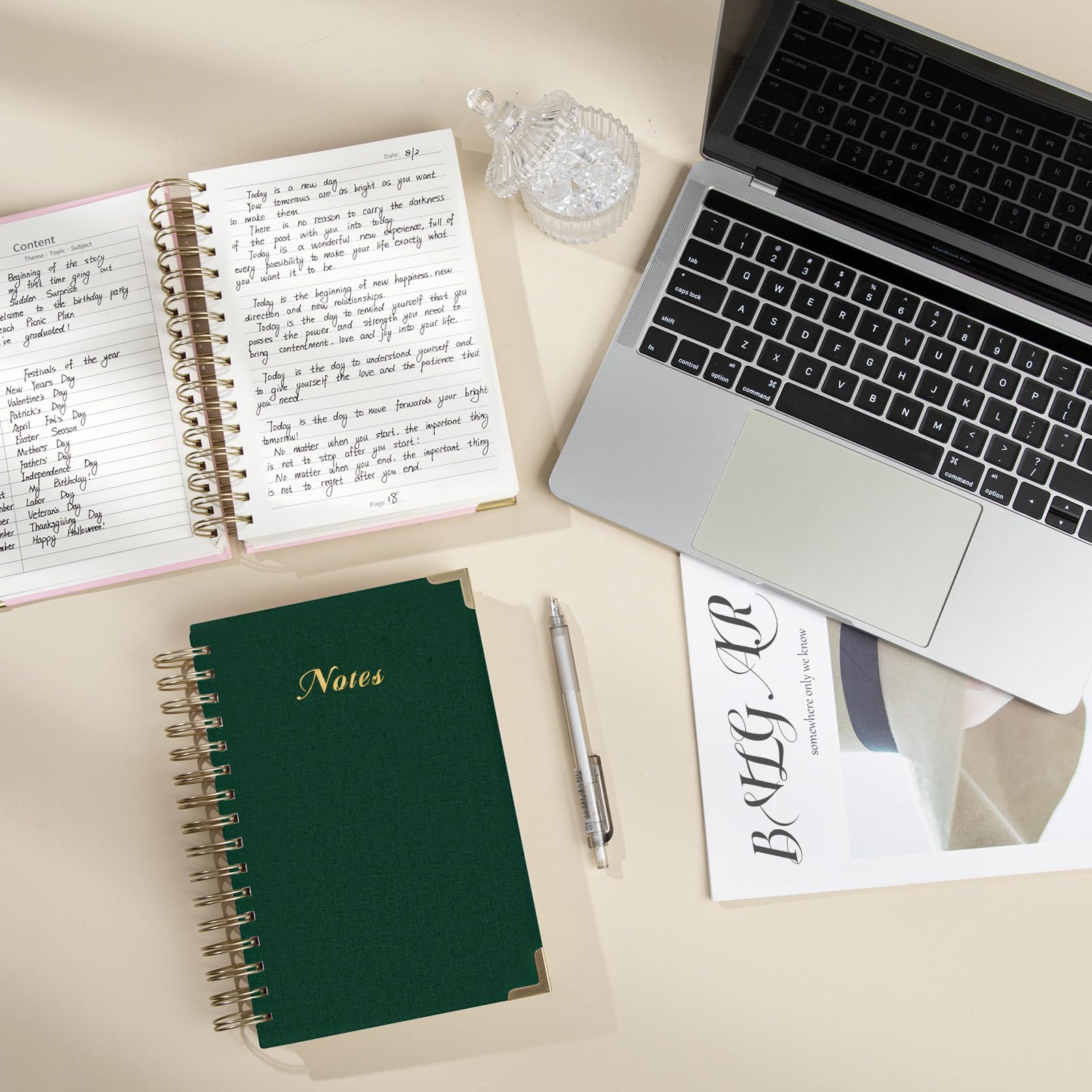 Spiral Notebook Journal, 328 Pages Linen Hardcover College Ruled Notebook, Lined Thick Journals for Women Men, A4 Thick Spiral Journal for Writing, 100GSM Paper, Cute Notebooks for Work School