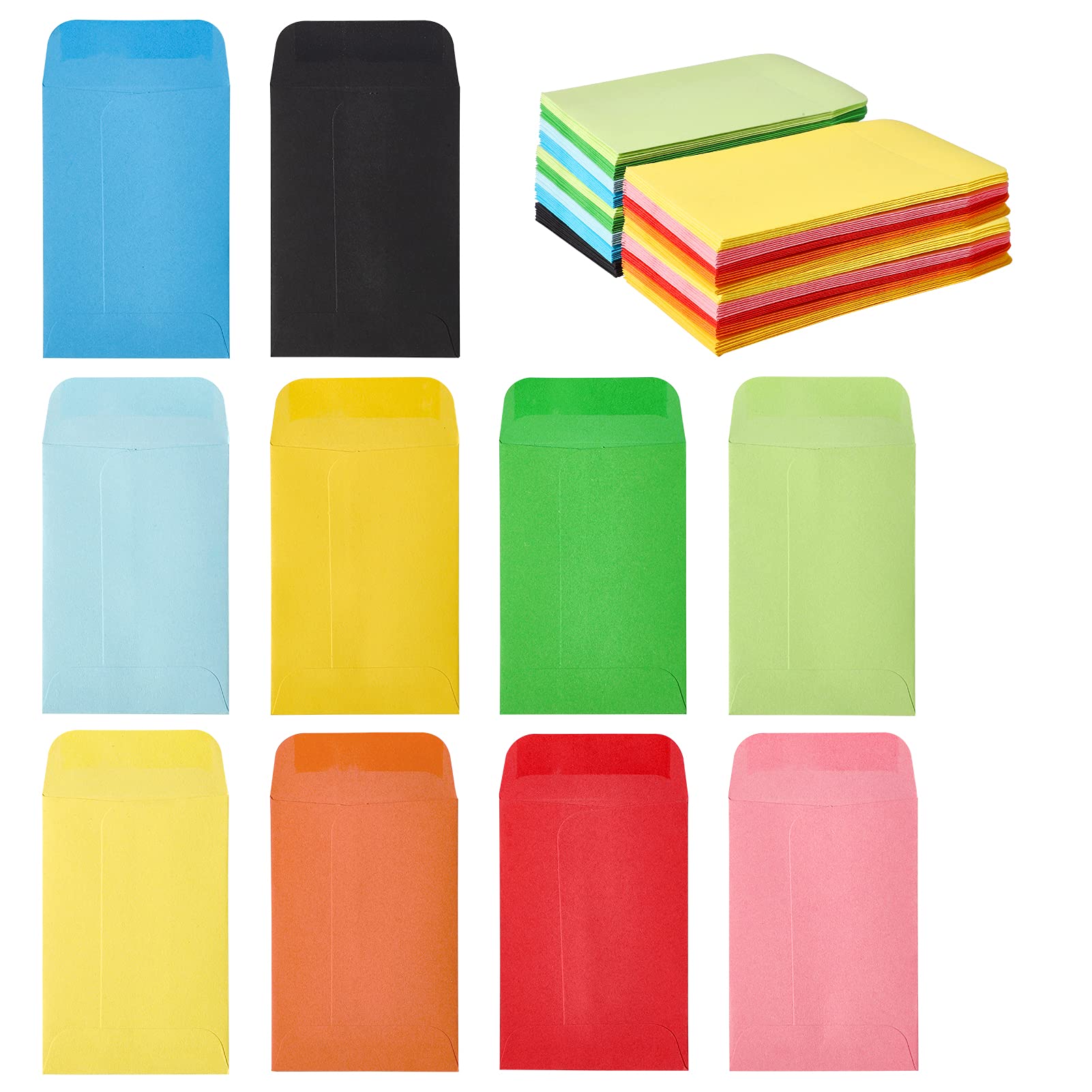 ACSTEP 500 Pack Coin and Small Parts Envelopes #1 Tip Envelope 2-1/4 X3-1/2 Mini Envelope with Gummed Flap for Home, Garden or Office Use(Black)