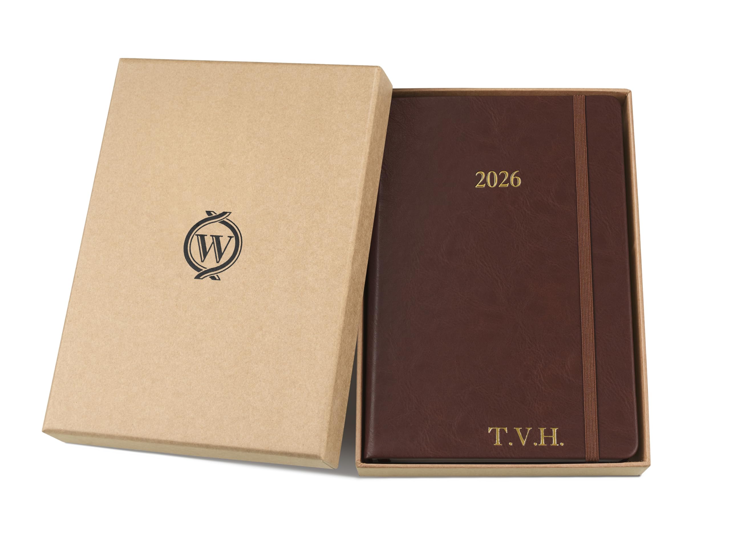 Wykeham's Executive 2026 Daily Journal Planner – US Public Holidays & Format – Customization Available (Brown, 6" x 4.5")