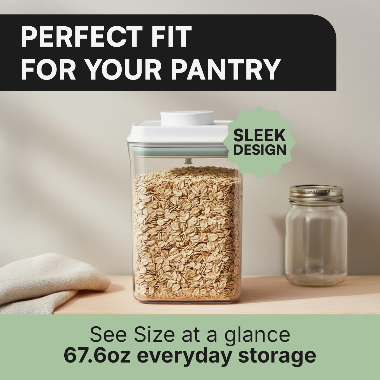 Bop Top Airtight Food Storage Containers with Lid 13.5 Cups / 108 oz | Kitchen Canister Sets | Air Tight Pantry Container | Pop Top Dry Food Storage Containers for Snacks, Sugar, Flour, Baking, Pasta