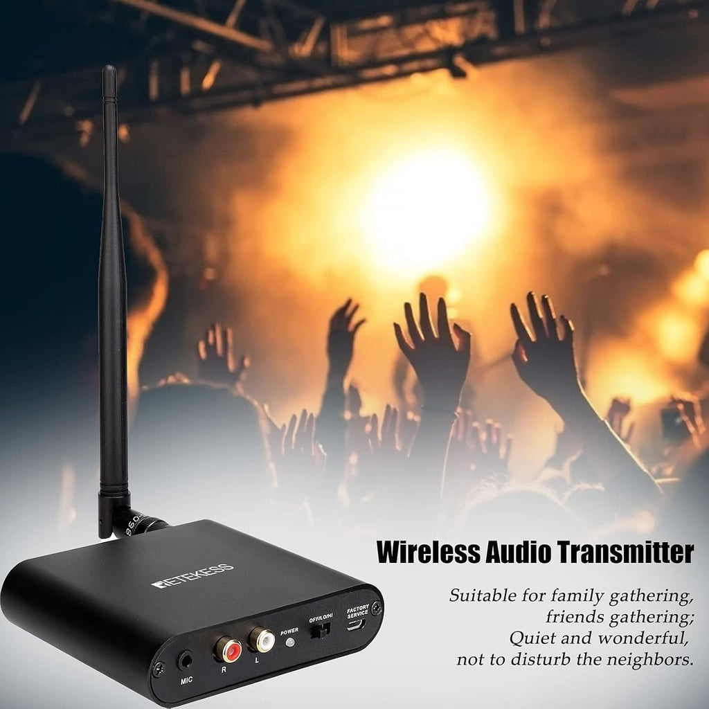 Retekess TA003 Silent Disco System, Silent Disco Transmitter, 3 Channels,Plug and Play, 300m Range for House Party, Fitness and School (1 Transmitter)