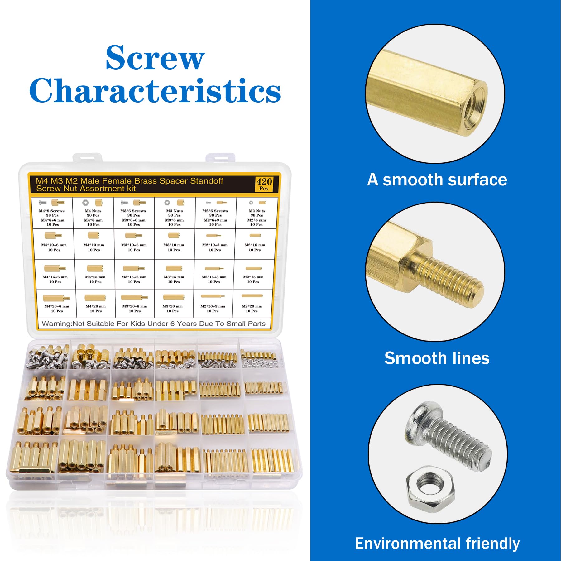 400Pcs M2 Motherboard Standoffs&Screws&Nuts Kit, Hex Male-Female Brass Spacer Standoffs, Laptop Screws for DIY Computer Build, Electronic Projects, Raspberry Pi, Circuit Board etc.