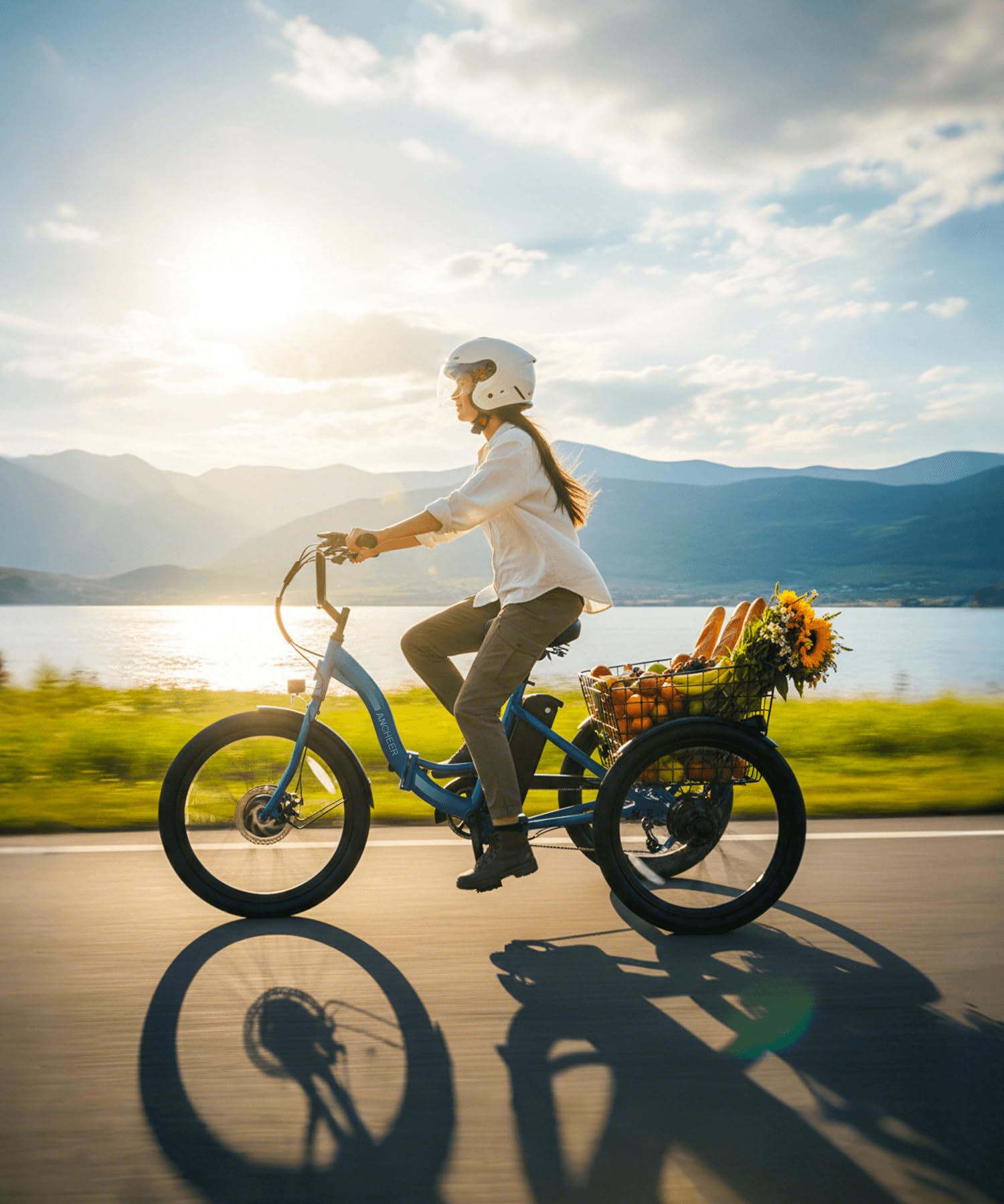 ANCHEER Electric Tricycle for Adults, Peak 600W Folding Electric Trike, 24" 499Wh Ebike for Seniors, 15.5MPH Electric Bike, Removable Battery, 3 Wheel, LCD, Rear Differential, Basket