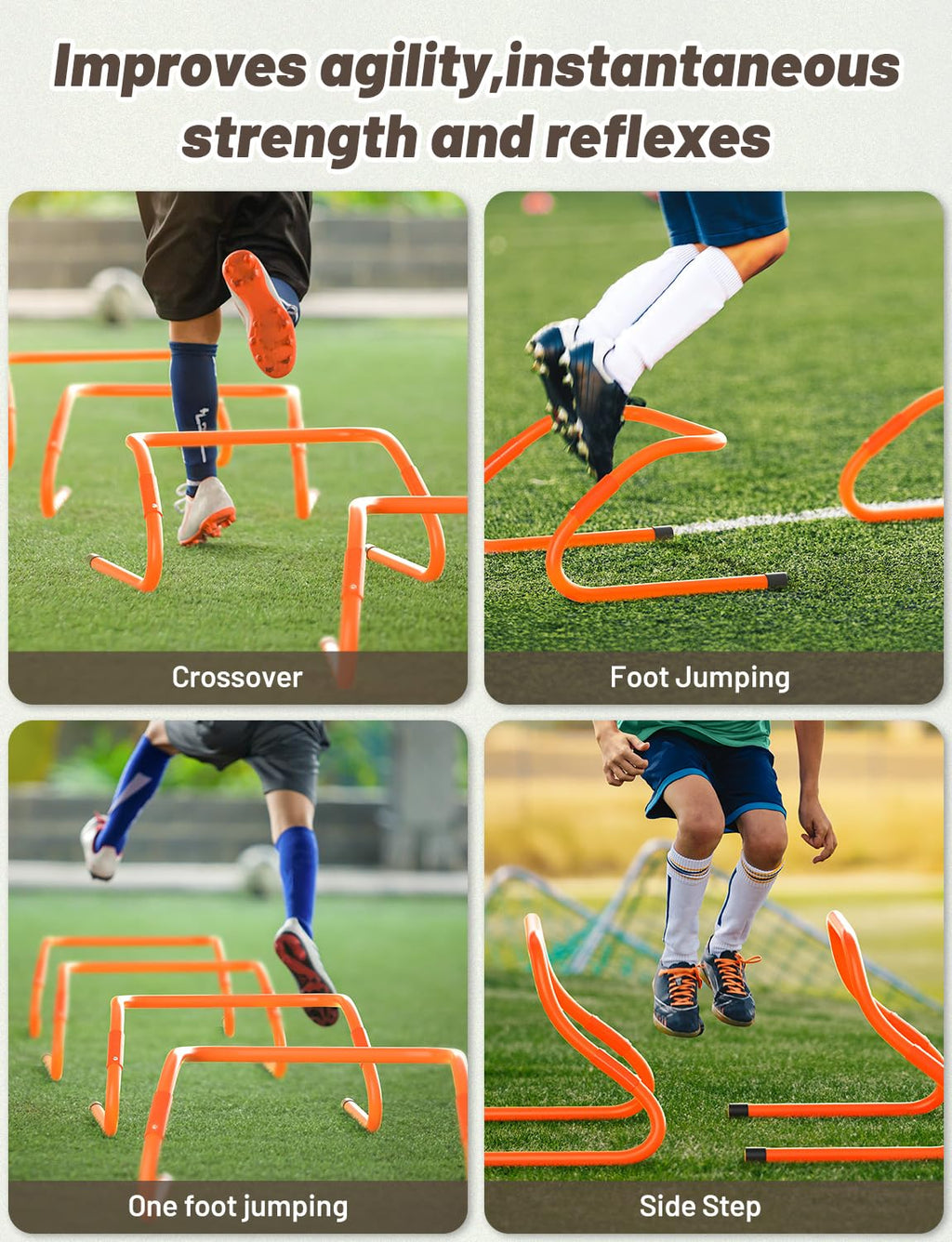 GHB Agility Hurdles 5/6 Pack Foldable Speed Agility Training Hurdles Adjustable Sturdy Hurdles Training Equipment Set with Carry Bag for Amateur, Athletes, Soccer, Basketball