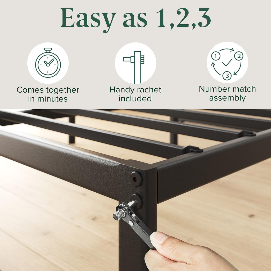 Zinus ABEL 14 Inch Platform Bed Frame, Steel Slat Support, Easy Assembly, No Box Spring Needed, Eco Friendly WonderBox(TM) Packaging, Black, Twin