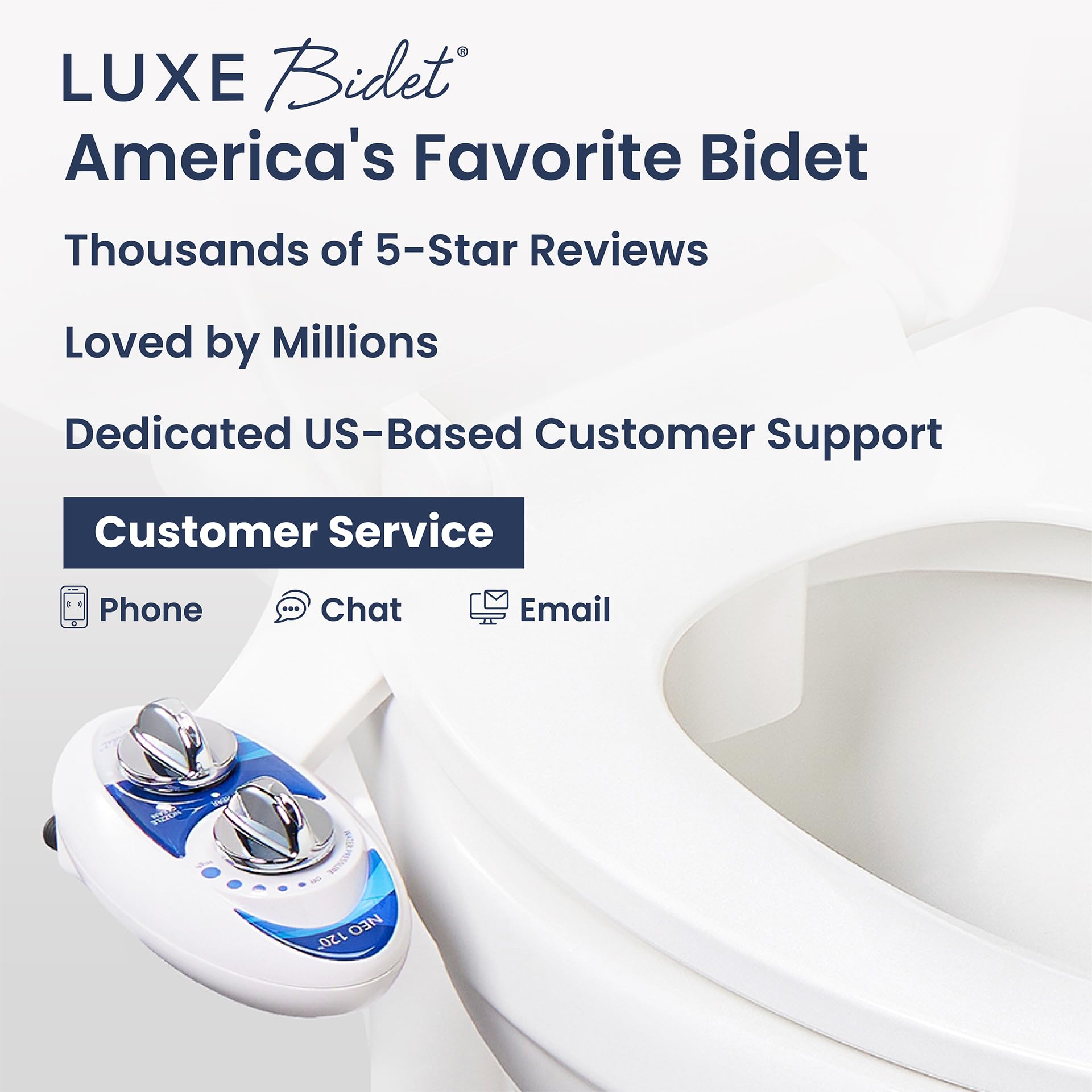 LUXE Bidet NEO 120 - Single Nozzle, Self-Cleaning, Non-Electric Bidet Attachment for Toilet Seat, Adjustable Water Pressure, Rear Wash (Blue)