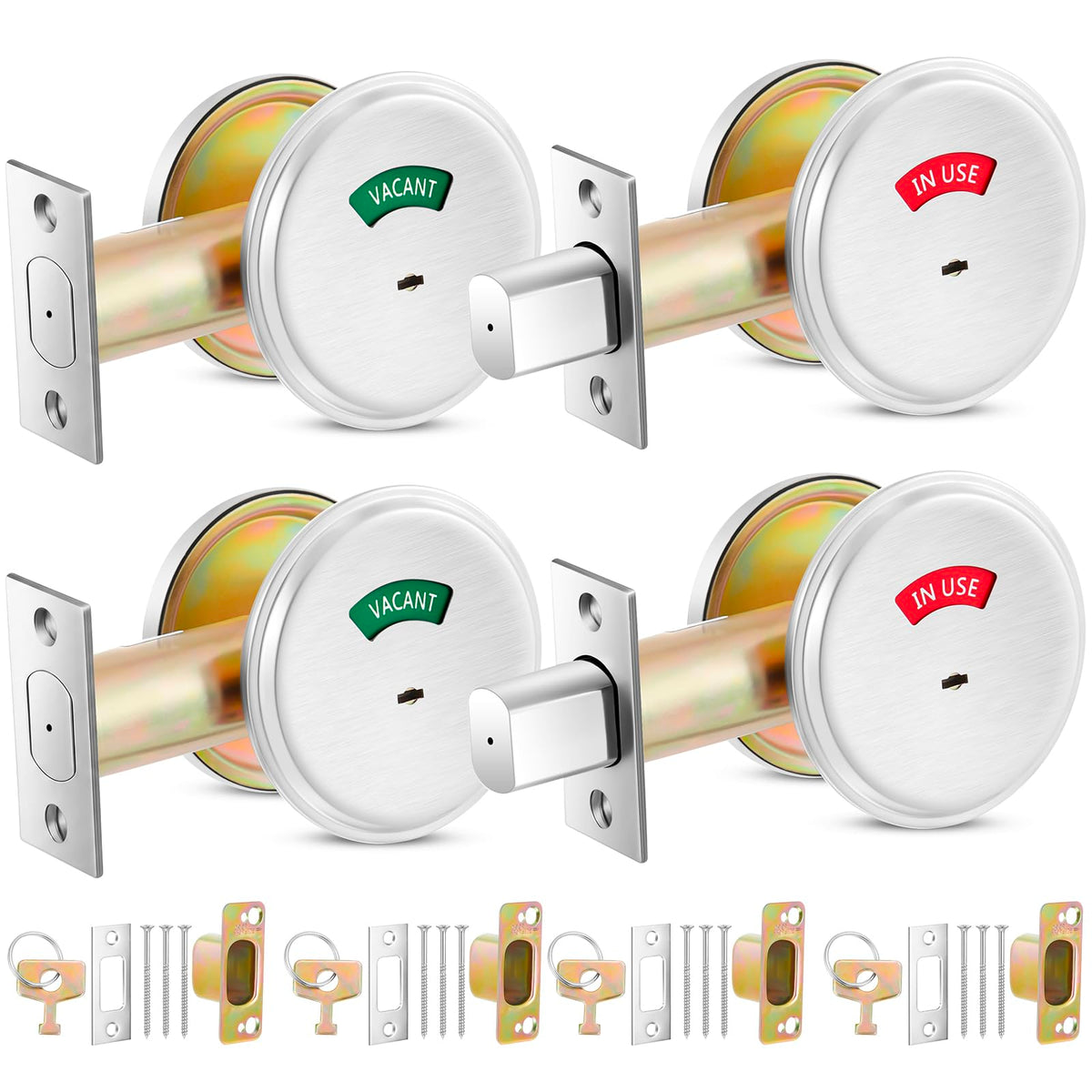 Tandefio 1 Pcs Vacant Occupied Bathroom Lock, in Use Deadbolt with Occupancy Indicator, 304 Stainless Steel, Fit Door Thickness 1 3/8" to 2", Not Adjustable, for Restaurants, Hotels, Offices (Black)