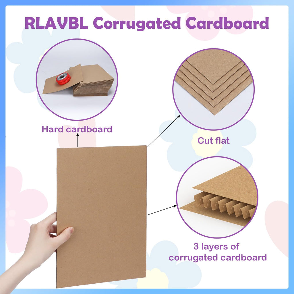RLAVBL 200 Pack 3.5x4.5 White Corrugated Cardboard Sheets, Flat Cardboard Inserts for Shipping, Mailing, Packing, DIY Crafts
