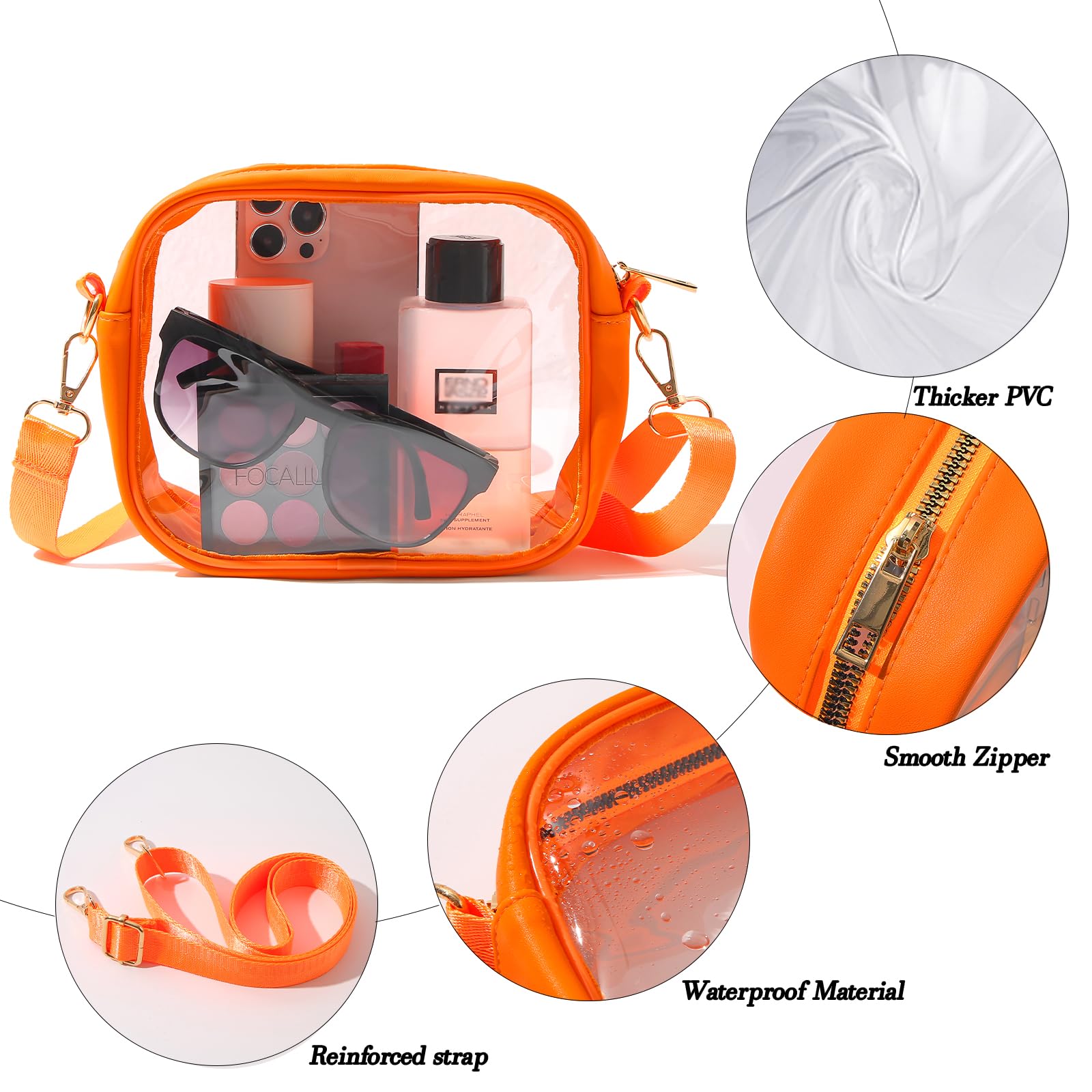 TOBVZOO Clear Bag Stadium Approved, Crossbody Transparent Bag for Concerts Sports Events, Purses for Men & Women