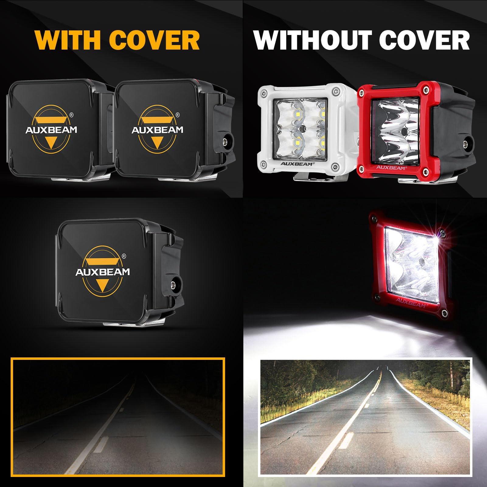 Auxbeam FA Series 3 Inch LED Cubes with DRL 2 Modes Spot Beam Offroad Lights 20W Driving Spotlights A-Pillar Ditch Lights for 4x4 Truck Car ATV Motorcycle, Pair