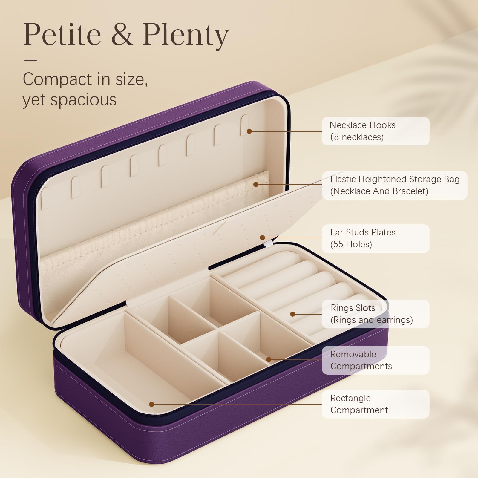 DesignSter Travel Jewelry Box, PU Leather Portable Jewelry Case, Small Jewelry Boxes for Gifts, Travel Jewelry Organizer for Women Rings Earrings Necklaces Bracelets (Avocado Green)