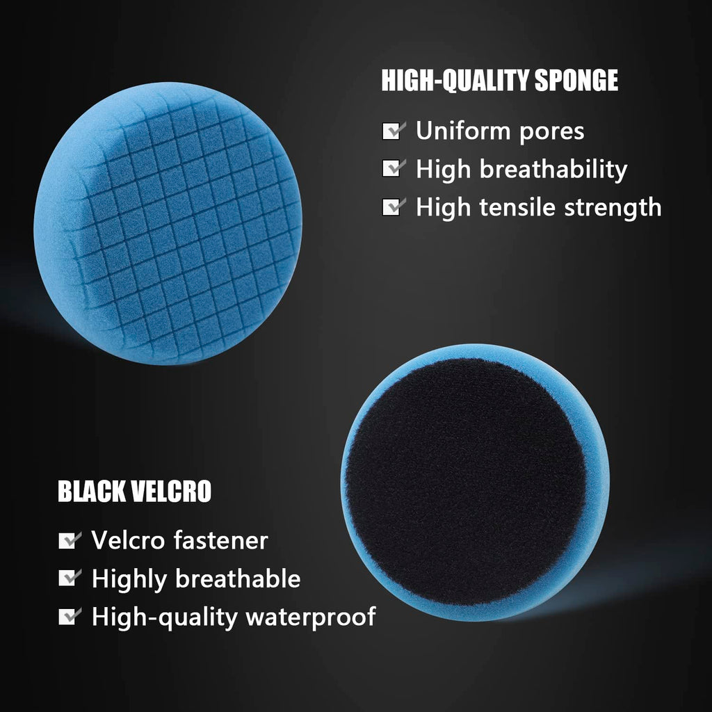 Blue T60 Moderate-Cut Foam Polishing Pads, SPTA 1Pc 3.5 Inch Face for 3 Inch 80mm Backing Plate Compound Buffing Sponge Pads for Car Buffer Polisher Compounding, Polishing and Waxing -FPTSS3G