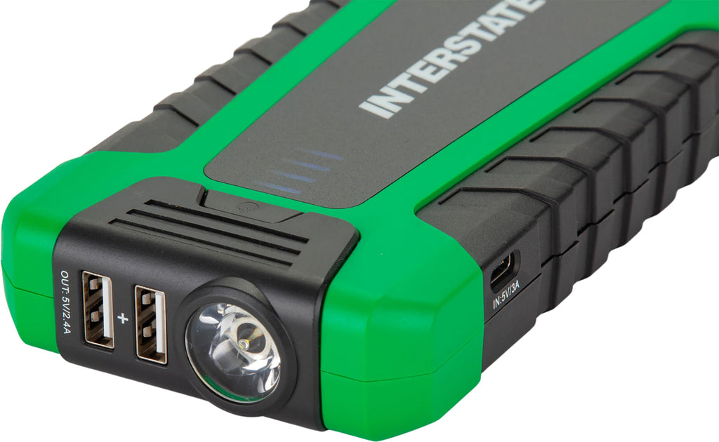 Interstate Batteries Jump Starter and Charger 12V 700A (8,000mAh, 8Ah) Portable LED Jumpstart Battery Power Pack for 12 Volt Automotives, USB Electronics (JMP0800)