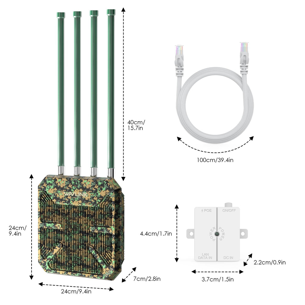 WAVLINK AX3000 Outdoor WiFi 6 Extender Long Range, Outdoor Wireless Access Point, Active PoE, 4x8dBi Antennas,Work with Starlink/Cameras/Router,IP67,Up to 256 Devices for Farm,Yard,RV