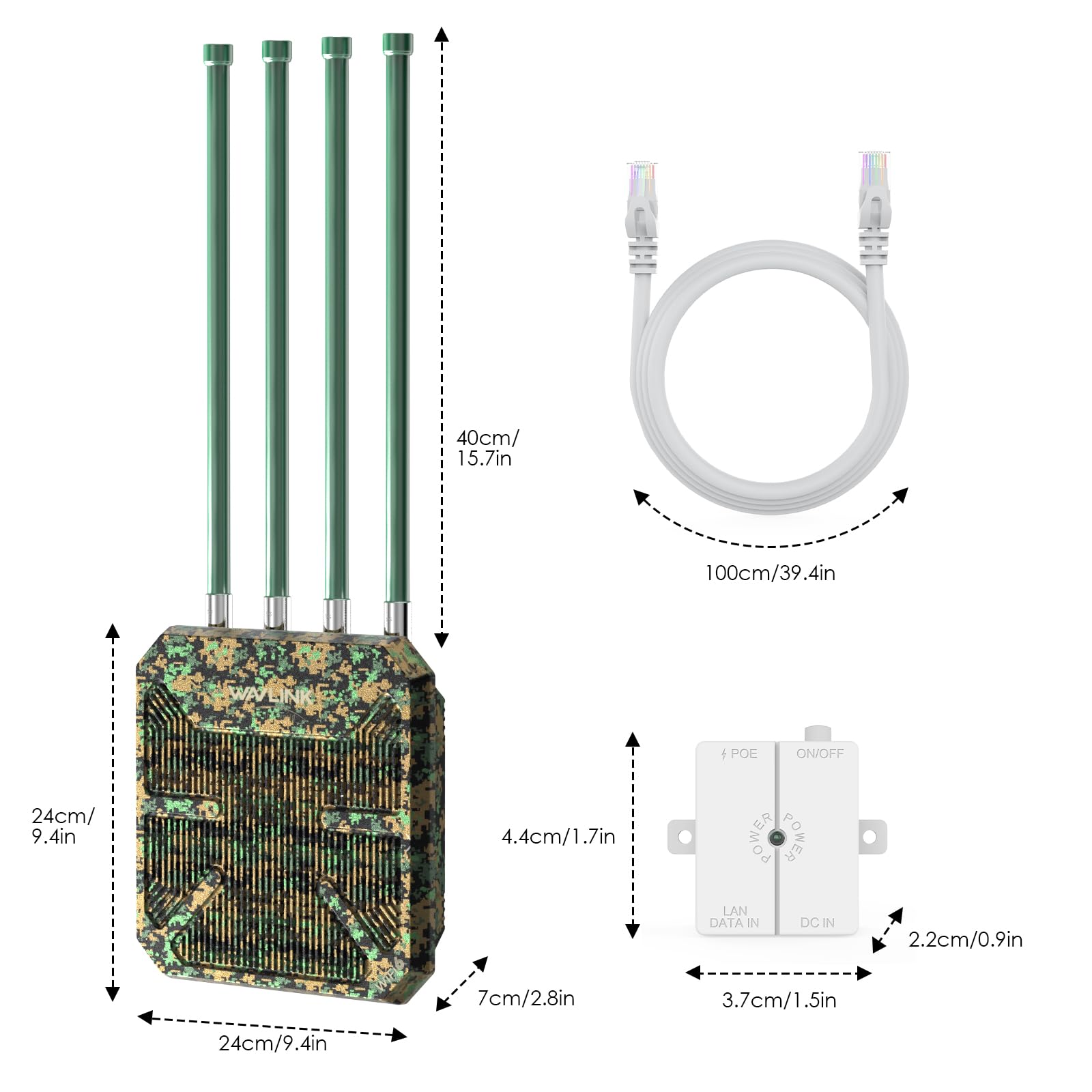 WAVLINK AX3000 Outdoor WiFi 6 Extender Long Range, Outdoor Wireless Access Point, Active PoE, 4x8dBi Antennas,Work with Starlink/Cameras/Router,IP67,Up to 256 Devices for Farm,Yard,RV