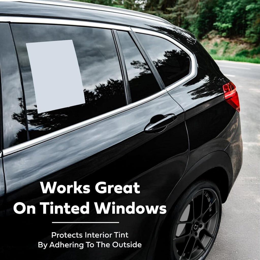 Window Stickers for Car Dealers -Plain Blank White - Exterior, 'Outdoor' | 8.5" x 11" | (100 Pack) (Laser Printer Only) (Adhesive)