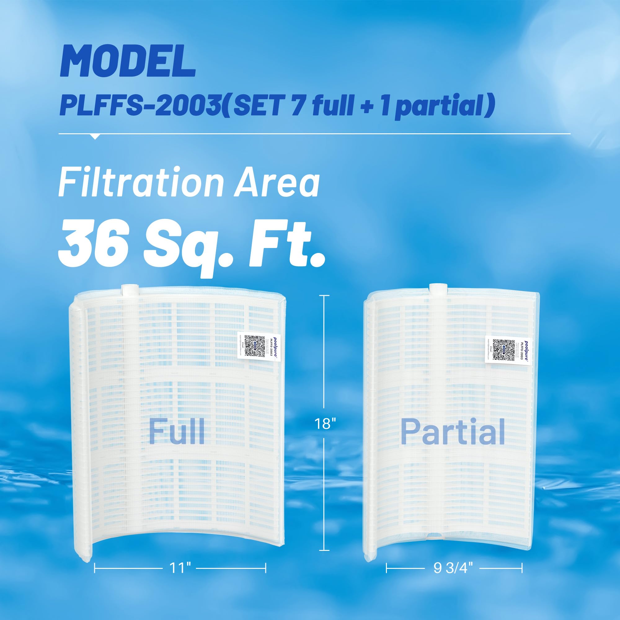 POOLPURE® FS-2004 DE Grid Pool Filter Replace FNS Plus 48, 59002300, Jandy DEL/DEV48, Hayward DE4820, DEX4800DA, DE4800, PFS2448, FC-9540, PG-1904, 48 Sq Ft DE Grid, 24" High, 7 Full+1 Partial