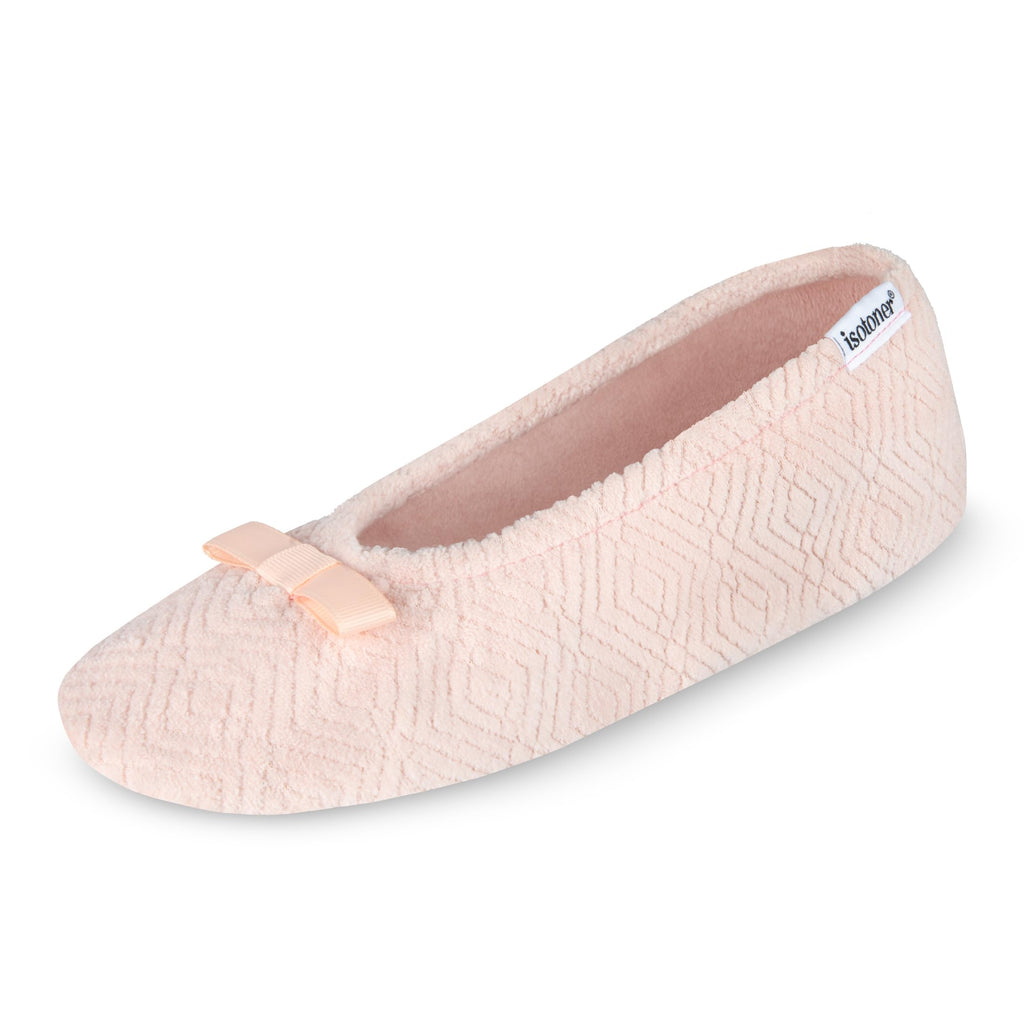 isotoner Women's Diamond Microterry Ballerina Slippers