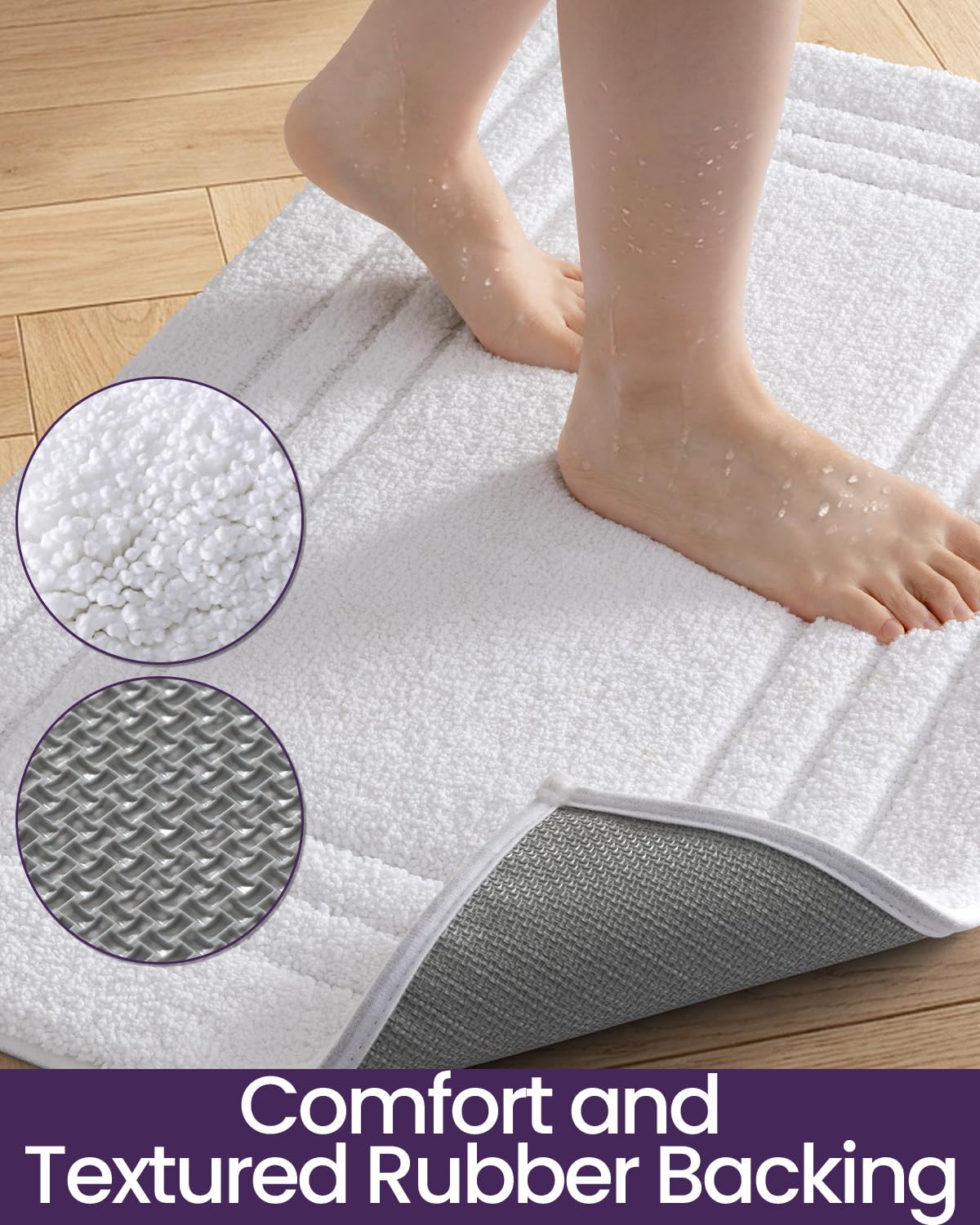 DEXI Bath Mats Bathroom Rug, 32x20 Non Slip Bathroom Rugs Washable, Absorbent Bathmat Quick Dry for Shower Floor Sink, Beige