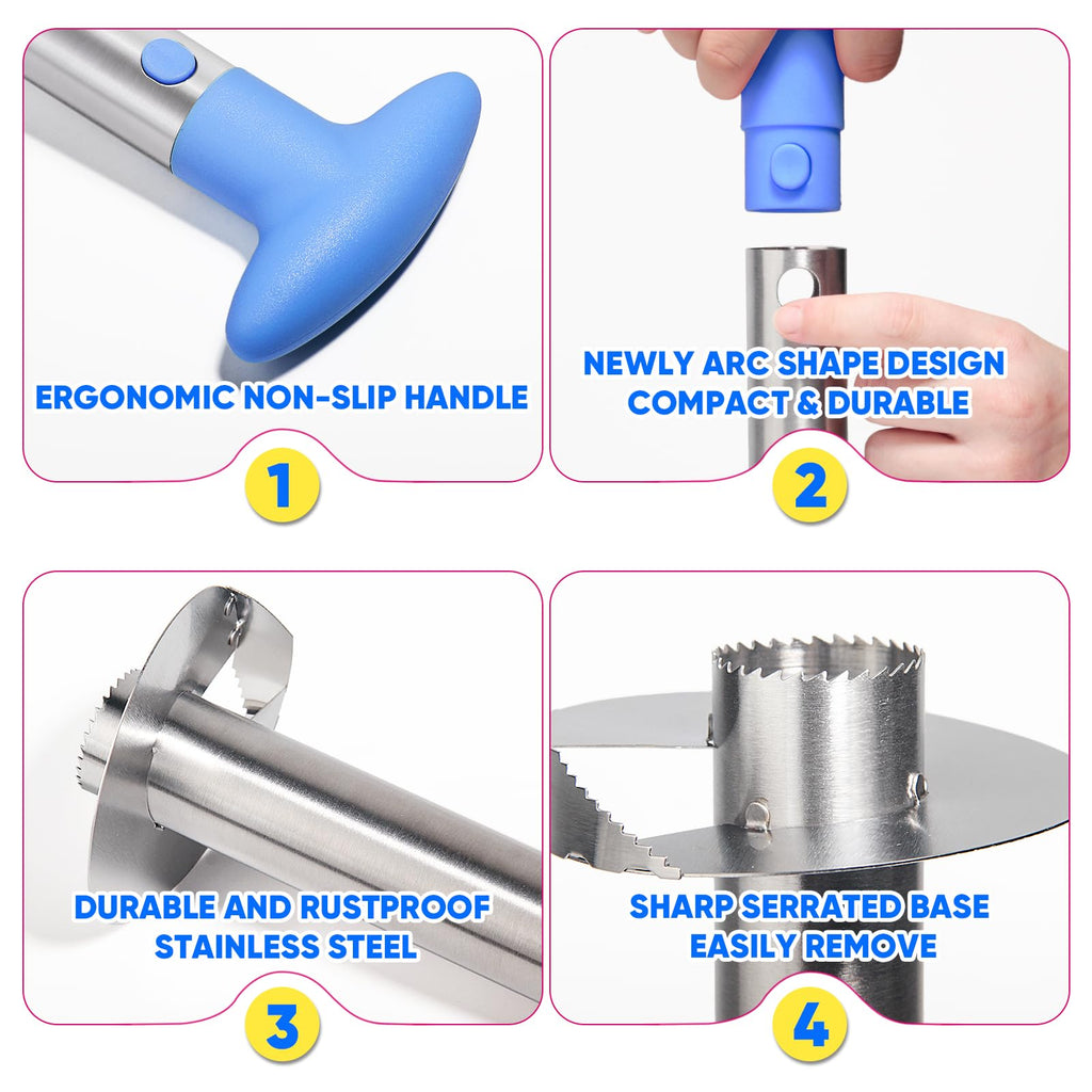 Pineapple Corer, [Upgraded, Reinforced, Thicker Blade] Newness Premium Pineapple Corer Remover, Stainless Steel Pineapple Core Remover Tool for Home & Kitchen with Sharp Blade for Diced Fruit Rings