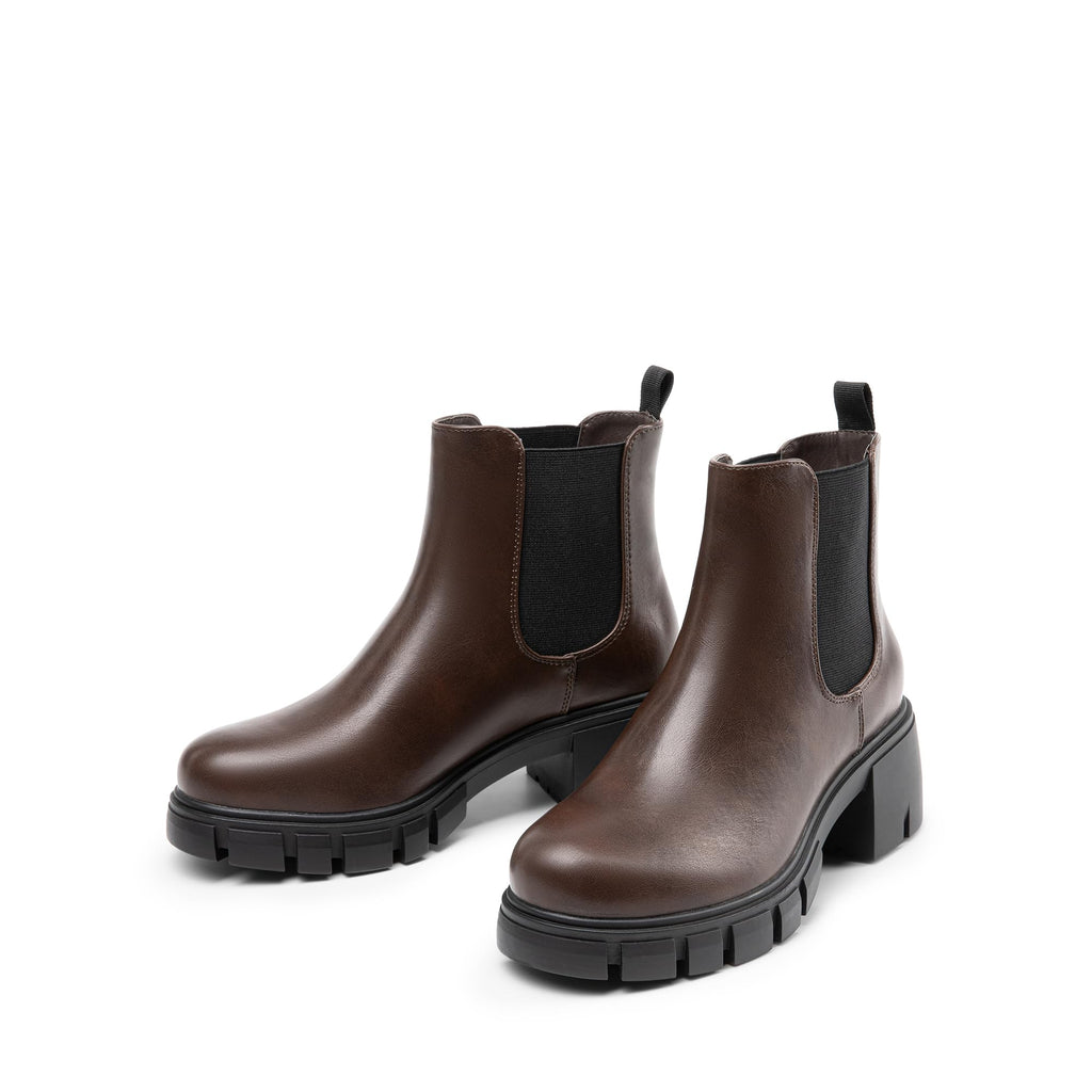 DREAM PAIRS Women's Elastic Chelsea Ankle Boots Platform Low Chunky Block Heel Lug Sole Slip on Fall Heeled Booties Shoes
