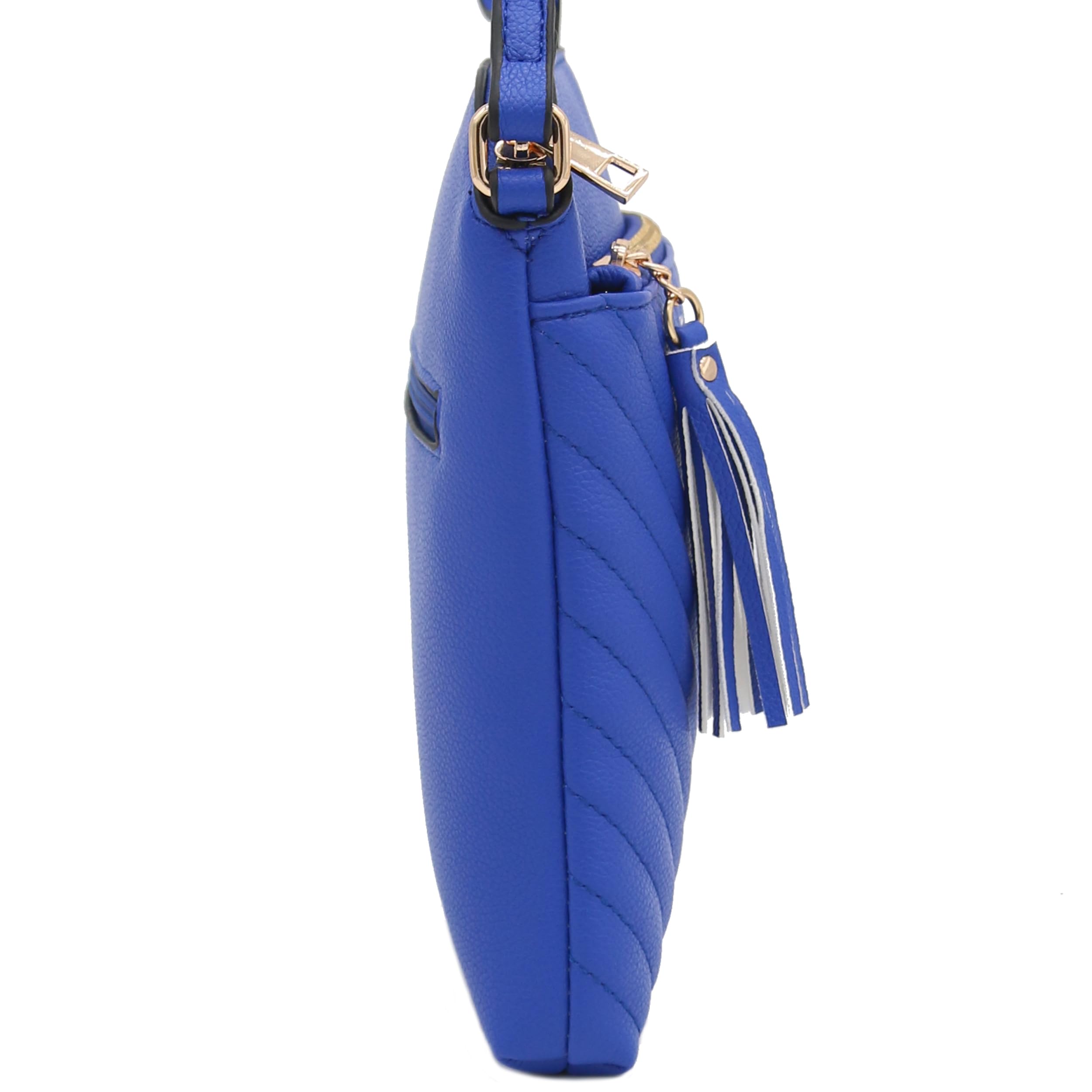 FashionPuzzle Chevron Quilted Medium Crossbody Bag with Tassel Accent