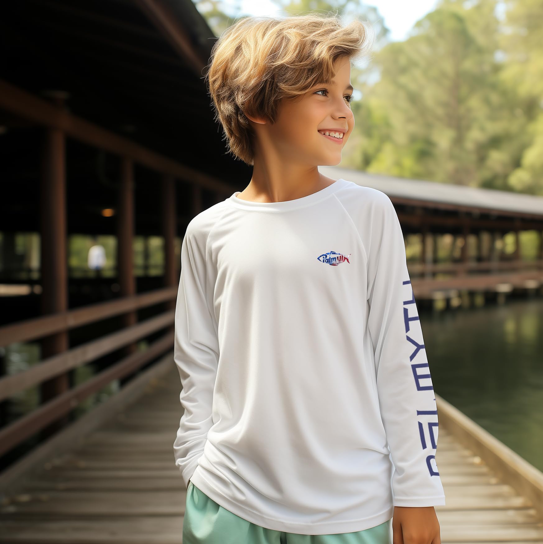 Palmyth Boys Fishing Shirt Youth Long Sleeve T-Shirt UPF 50+ Sun Protection