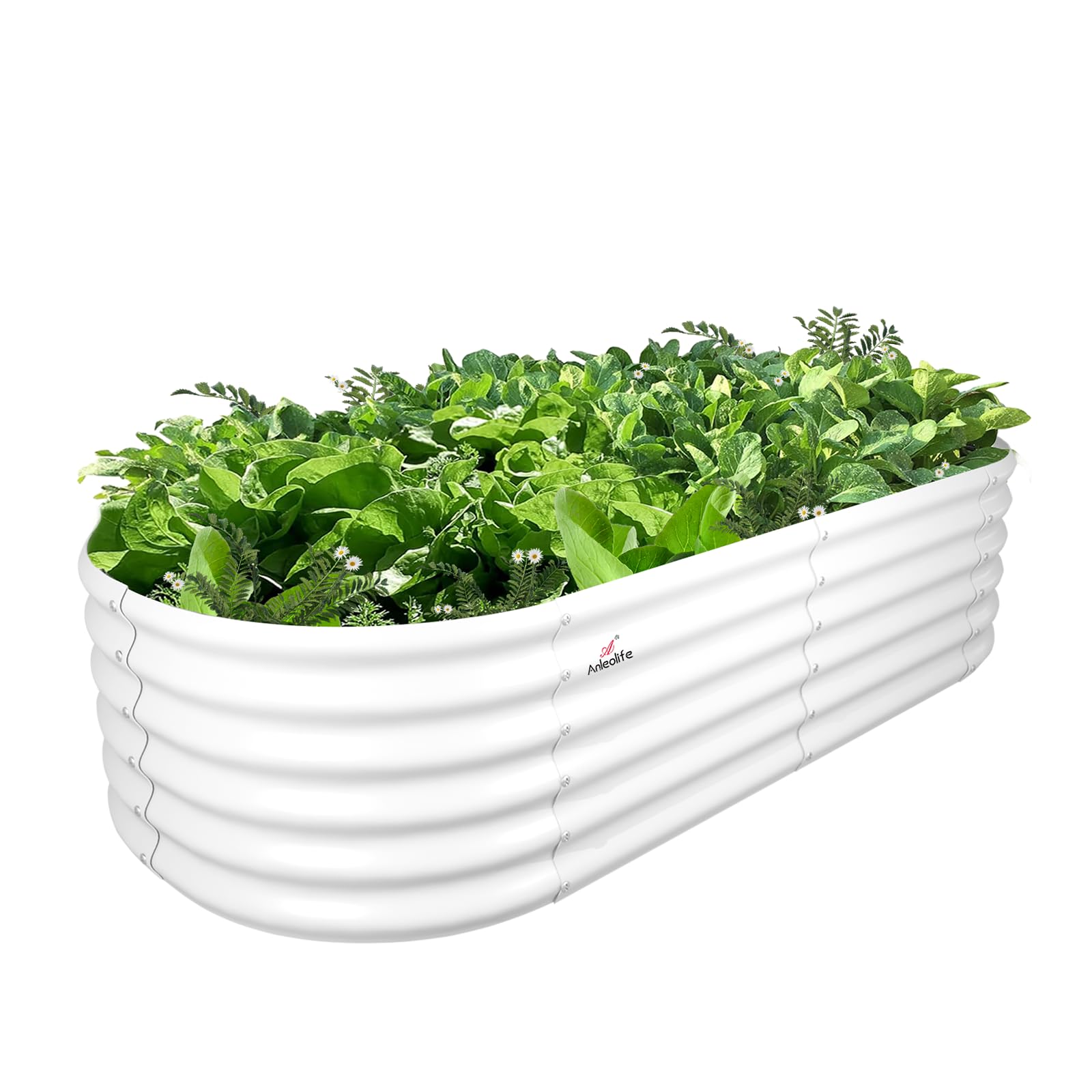 A ANLEOLIFE 2-Pack 3ft x 24” Tall Galvanized Raised Garden Beds Outdoor, Round Metal Planter Box for Planting Vegetables Flowers Herb, Anti-Rust & Easy-Setup, Quartz Grey
