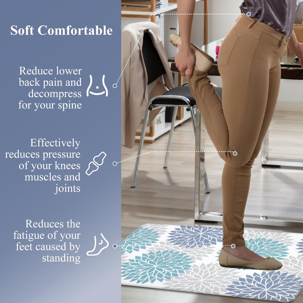 HEBE Anti Fatigue Kitchen Rugs Sets of 2, Non Slip Kitchen Mats for Floor, Waterproof Cushioned Comfort Standing Carpet for Kitchen Sink, Home Office, Laundry Room