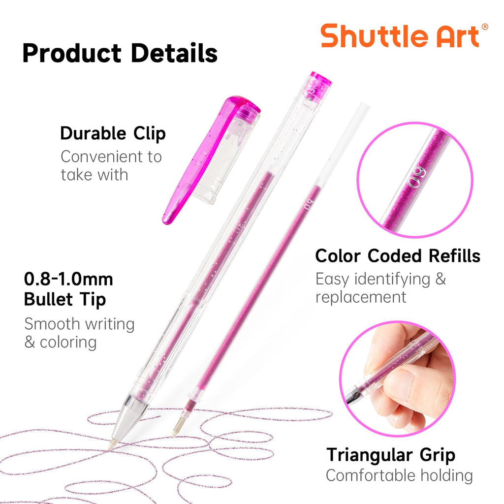 Shuttle Art Pastel Gel Pens, 24 Pastel Milky Colors Gel Pen for Black Paper, Adults Coloring Books Drawing Doodling Crafts Scrapbooking Journaling