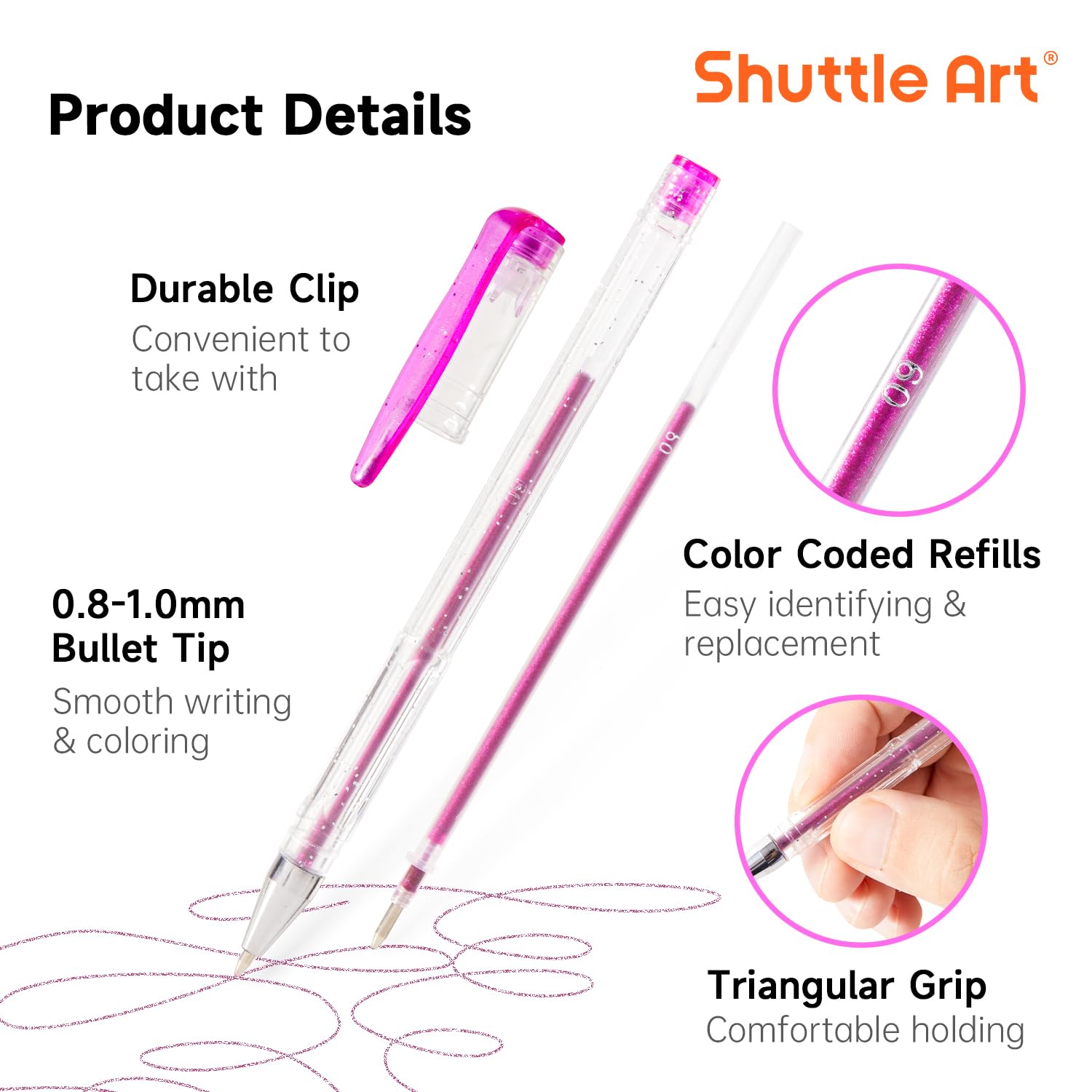 Shuttle Art Pastel Gel Pens, 24 Pastel Milky Colors Gel Pen for Black Paper, Adults Coloring Books Drawing Doodling Crafts Scrapbooking Journaling
