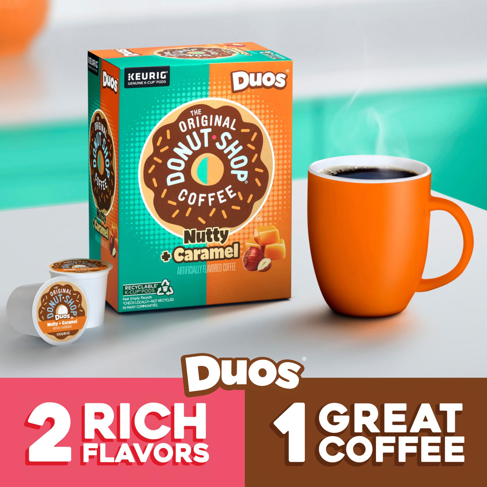 The Original Donut Shop Duos Coconut + Mocha Coffee, Keurig Single Serve K-Cup Pods, Medium Roast Coffee, 60 Count, (6 Packs of 10)