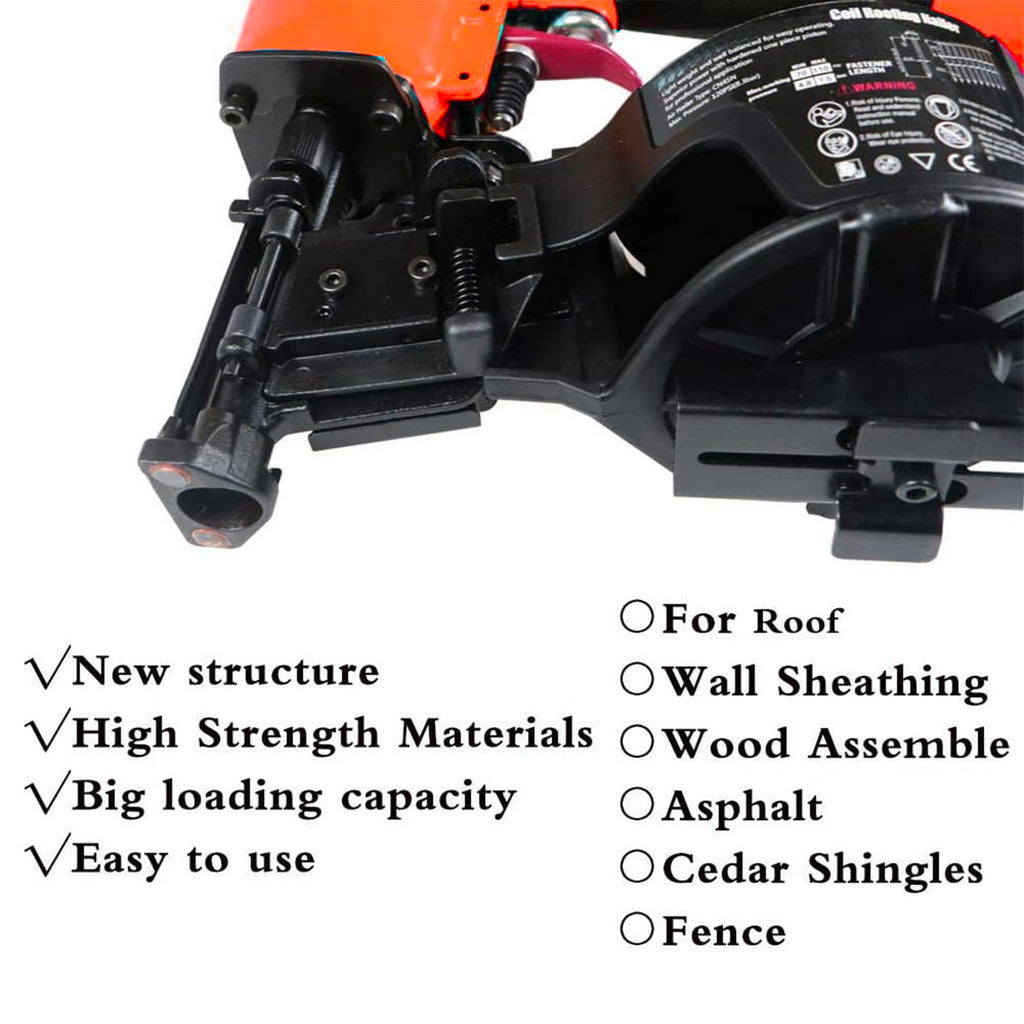 Honduras Style Roofing Nail Gun, 15 Degree CN45N Roofing Nailer 3/4-Inch to 1-3/4-Inch Coil Nails, 120-pcs Load Capacity Coil Nailer
