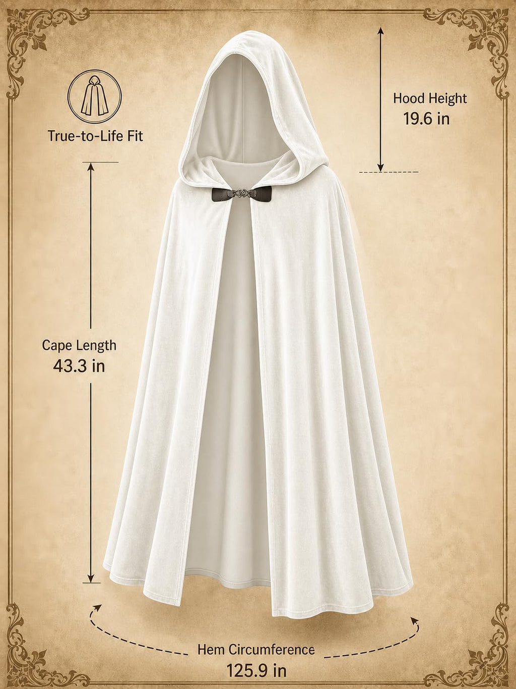 JEGERMIG Medieval Hooded Cloak Halloween Renaissance Costume