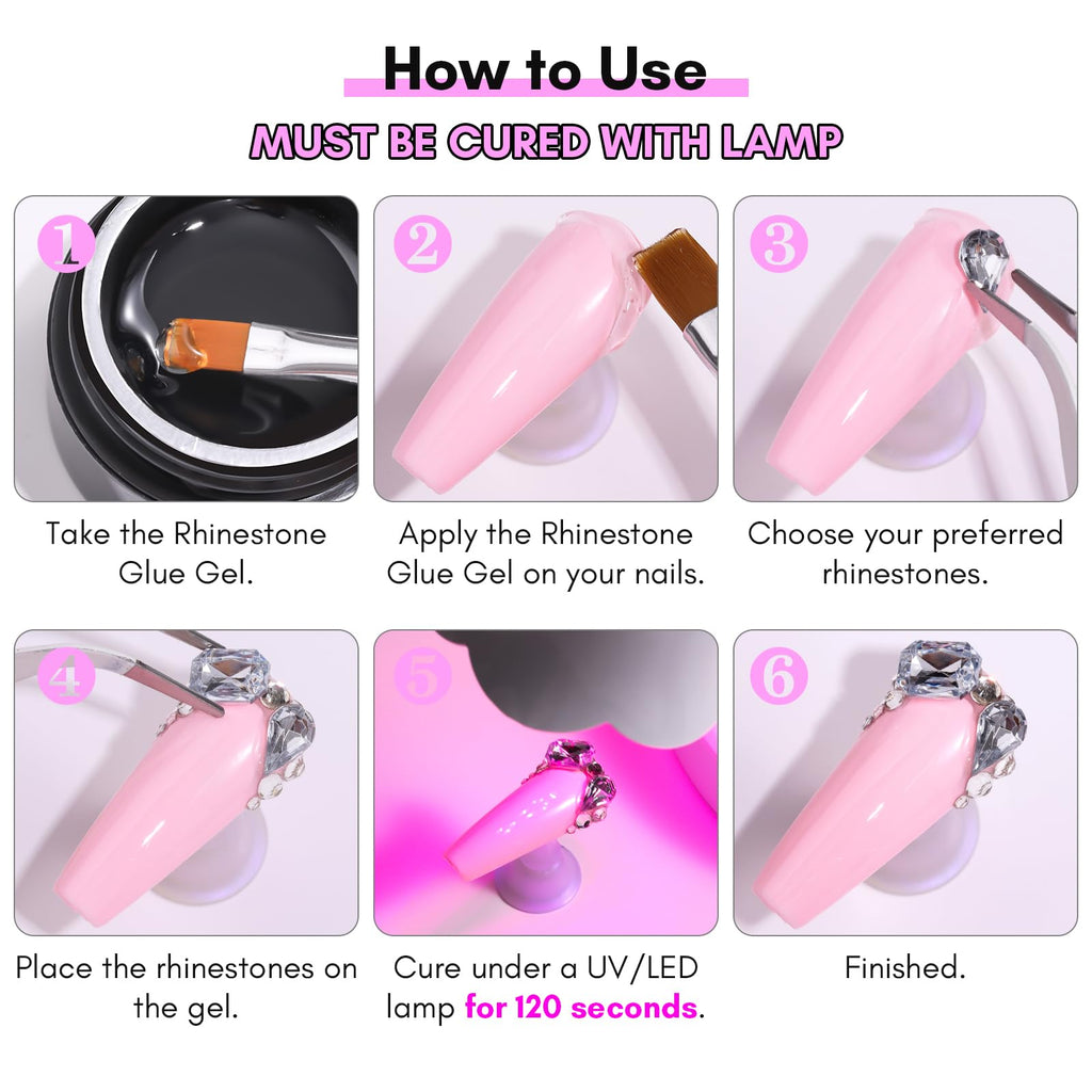 Makartt Rhinestone Glue for Nails: Super Strong Gel Nail Glue for Nail Charms Gems Decorations, 3D Gel Nail Art Bling Jewel Diamonds for Salon & DIY Manicure, 30ML UV Lamp Cured Need Beauty Gifts