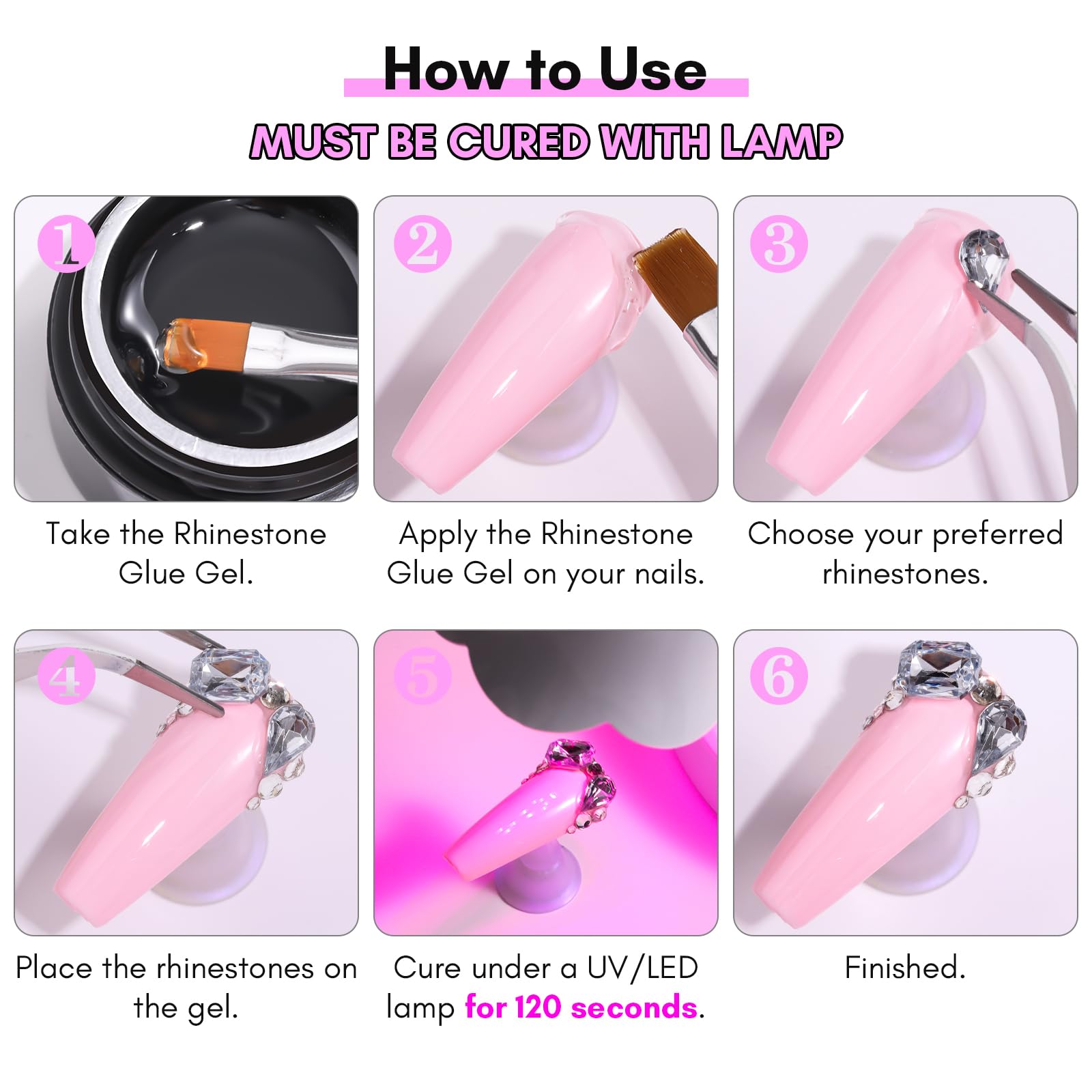 Makartt Rhinestone Glue for Nails: Super Strong Gel Nail Glue for Nail Charms Gems Decorations, 3D Gel Nail Art Bling Jewel Diamonds for Salon & DIY Manicure, 30ML UV Lamp Cured Need Beauty Gifts