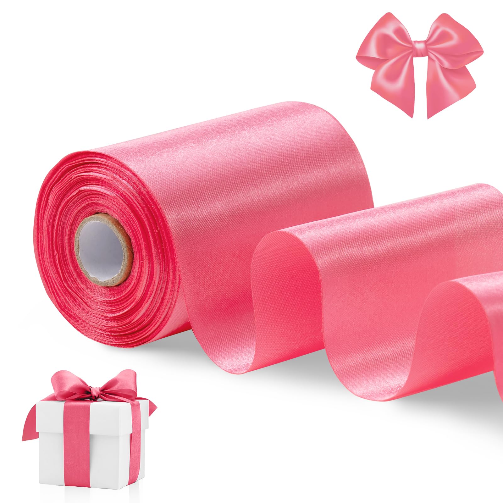 FAKILO Black Satin Ribbon 4 Inch x 22 yd Wide for Grand Opening Business Cuttings Ceremony Bow Christmas Festival Decor