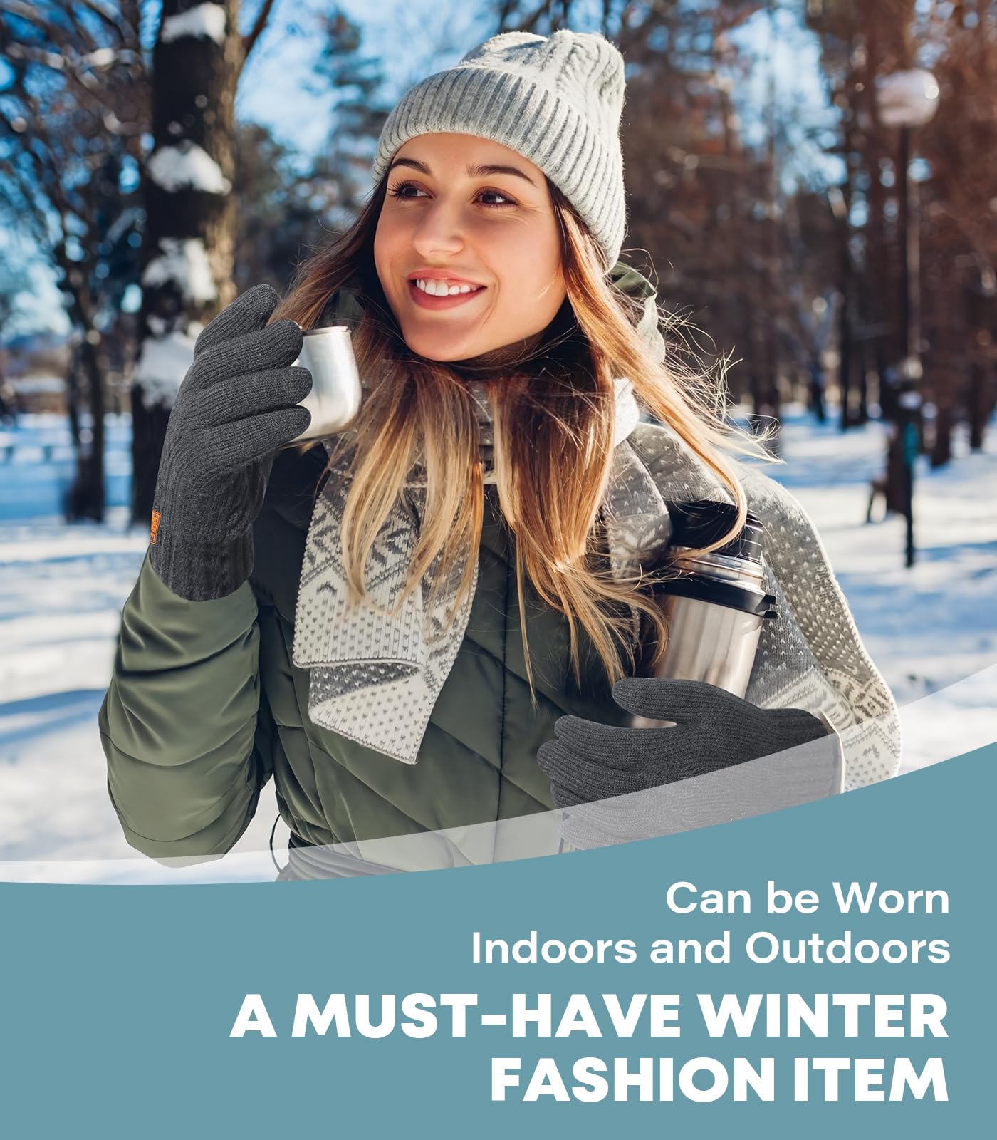 CHENMEI Winter Gloves for Men Women-Warm TouchScreen Cold Weather Gloves,Wool Knit Thermal Adults Gloves for Driving Texting