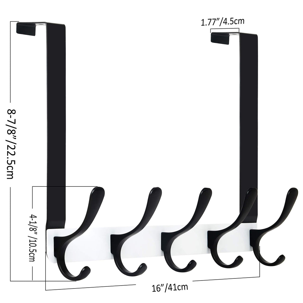 SKOLOO Over The Door Hook, Door Hanger Hooks for Hanging Clothes, Towels, Coats, Hats, Over The Door Towel Hook - Black, Assembly Required