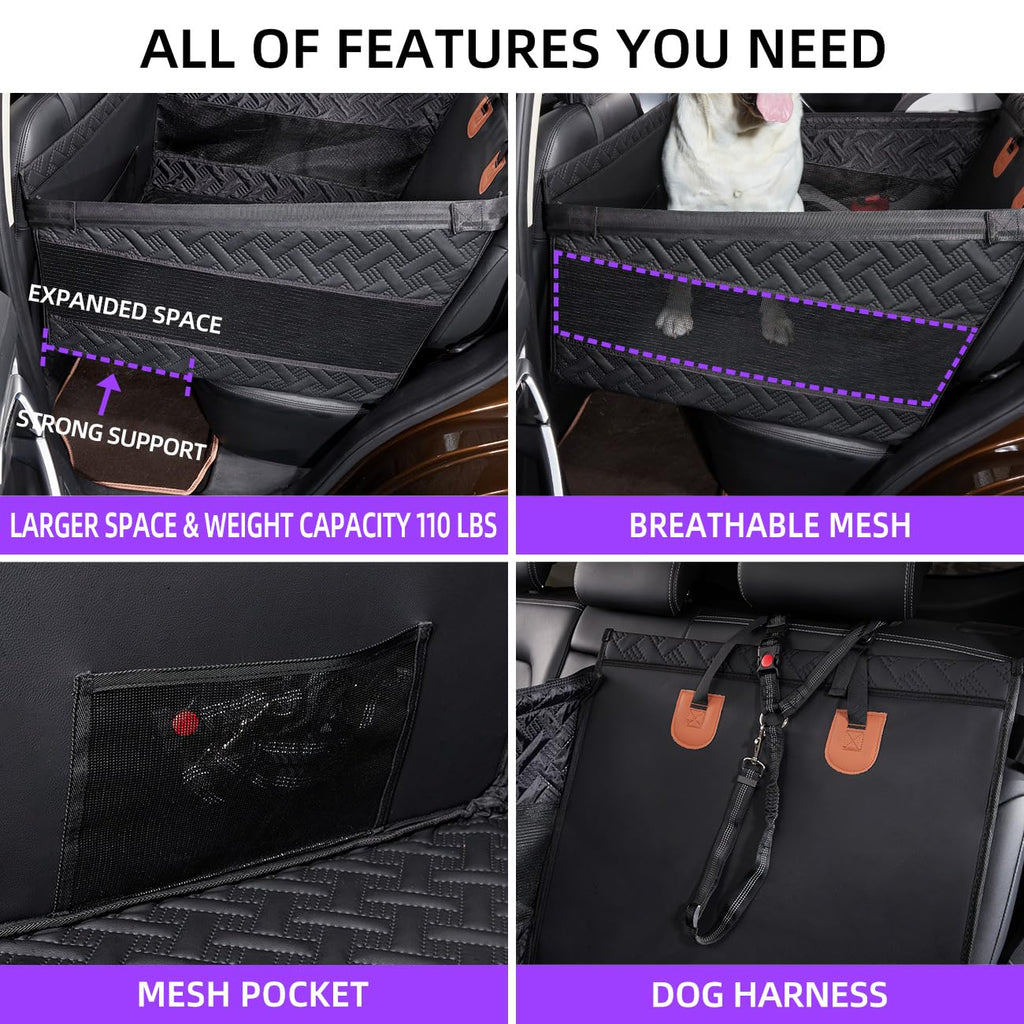 TKYZ Medium Dog Car Seat,Back Seat Extender for Dogs,Waterproof Large Dog Seat Cover for Backseat, Pet Bed for Car Hammock(Black-s)