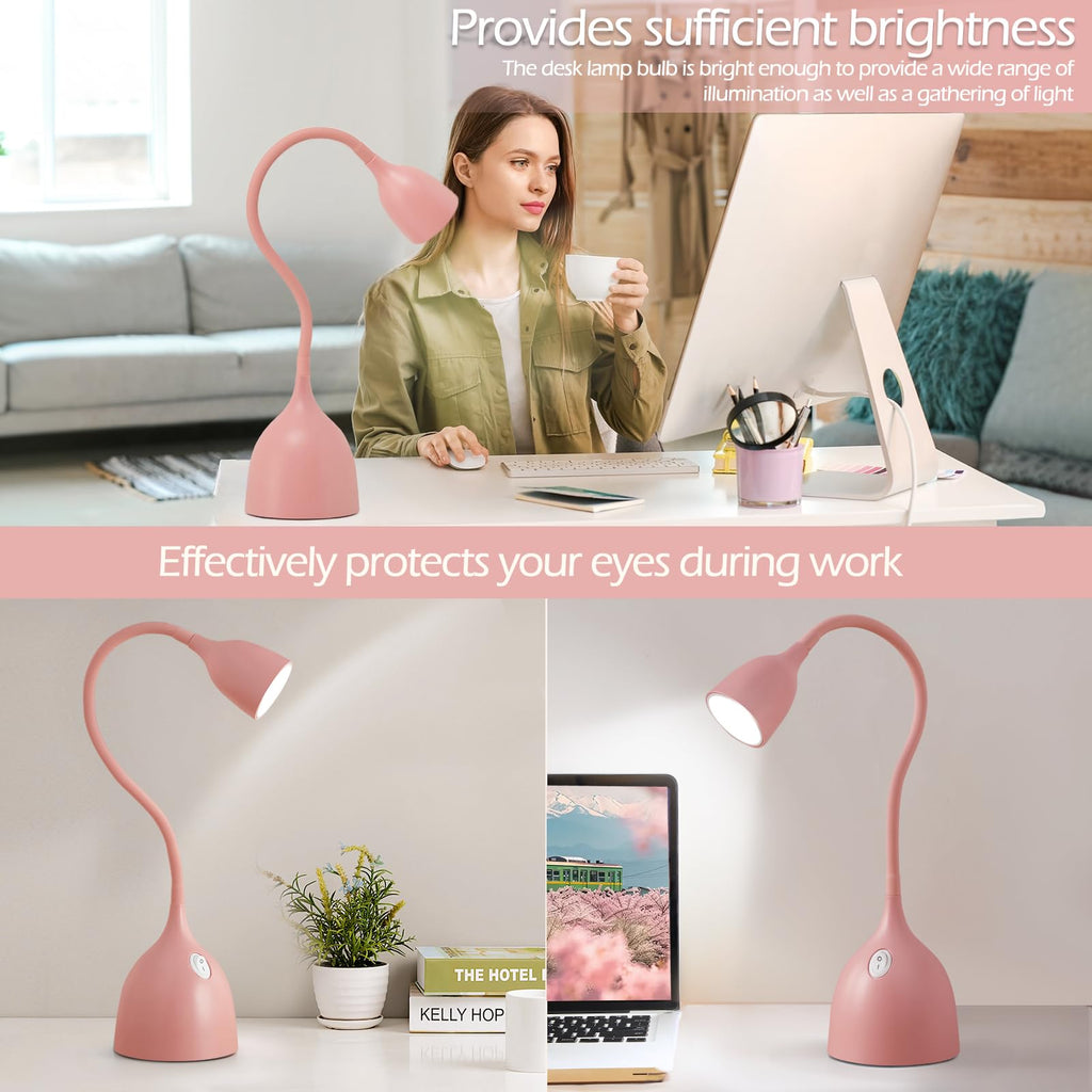 EJIAXIN Gooseneck Desk Lamp 360° LED Flexible Reading Light Small Desk Lamps for Small Spaces Home Office Bedroom College Dorm Desk Bookshelf Nightstand Table Lamp (Purple)