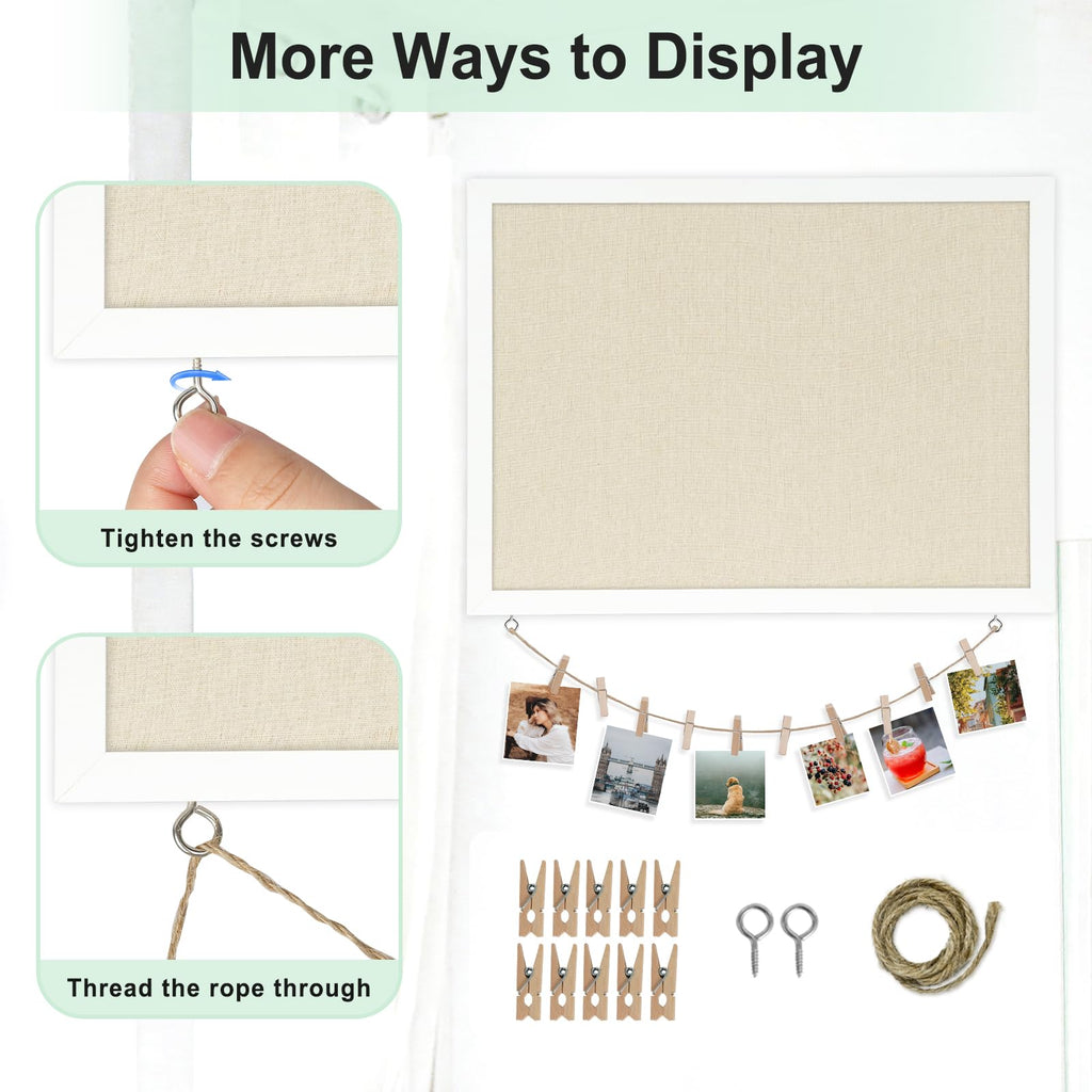 DOLLAR BOSS Black Cork Board with Linen Double-Sided 16''X 12'', Black Cork Boards for Walls, Wood Frame Bulletin Board Hanging Pin Board, Cork Board for Office Home School 1-Pack